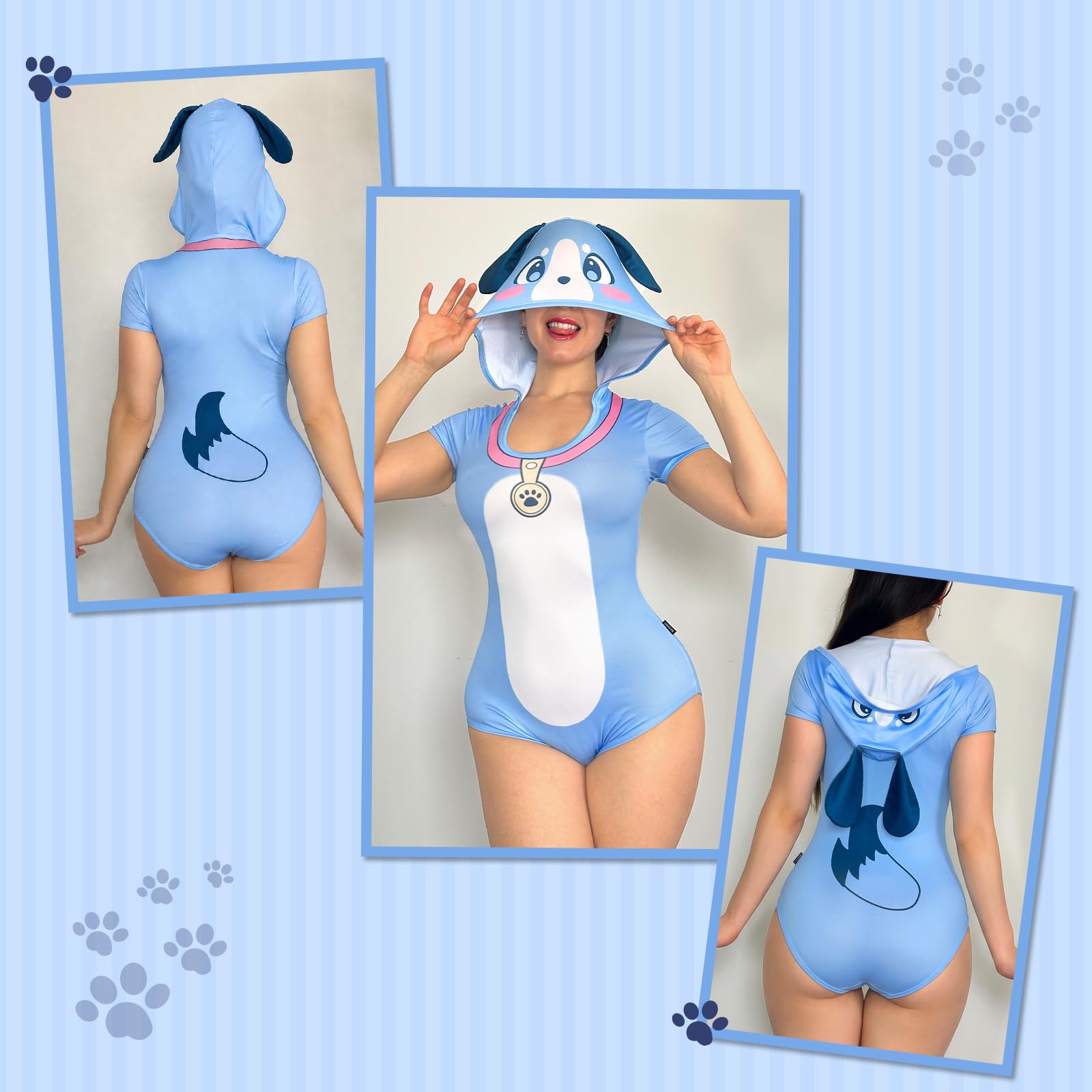 LittleForBig Jedwabisty kombinezon piżamowy - model Little Furry Blue Baby