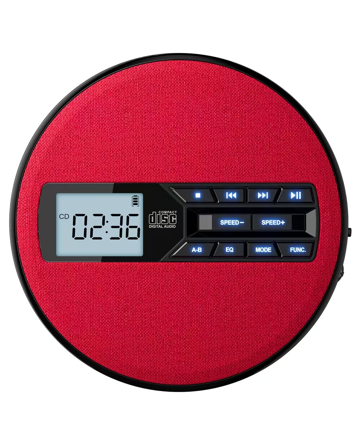 CD Player Portable with Speakers - Rechargeable Personal CD Player for Car and Home, Small Fabric Music Player with Backlit Display, Anti-Skip, AUX/USB Port - Ideal for Audiobooks & Gifts (Red)-image-31