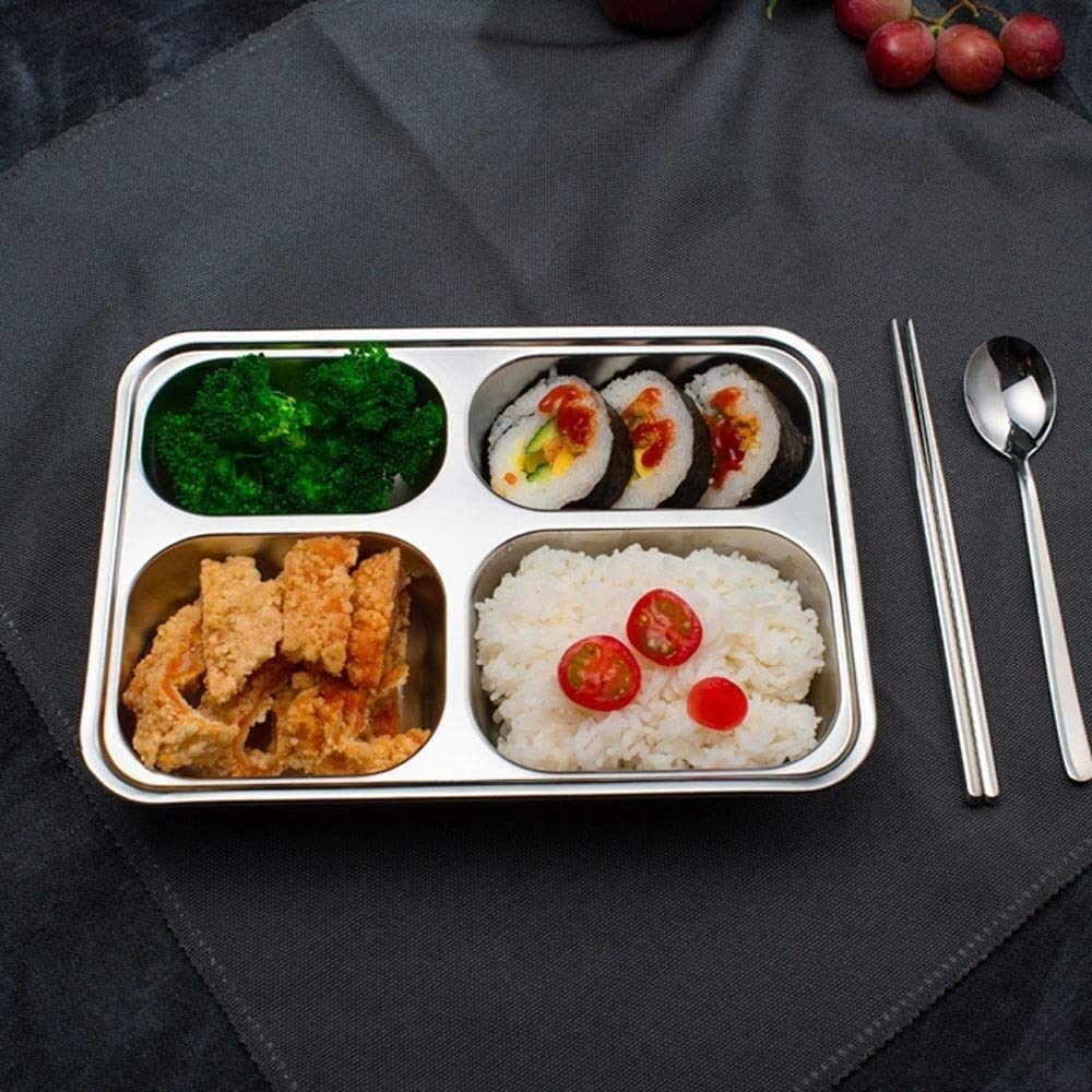 boîte à repas, Boîtes à bento Plaque en acier inoxydable; Boîte lunch divisée;