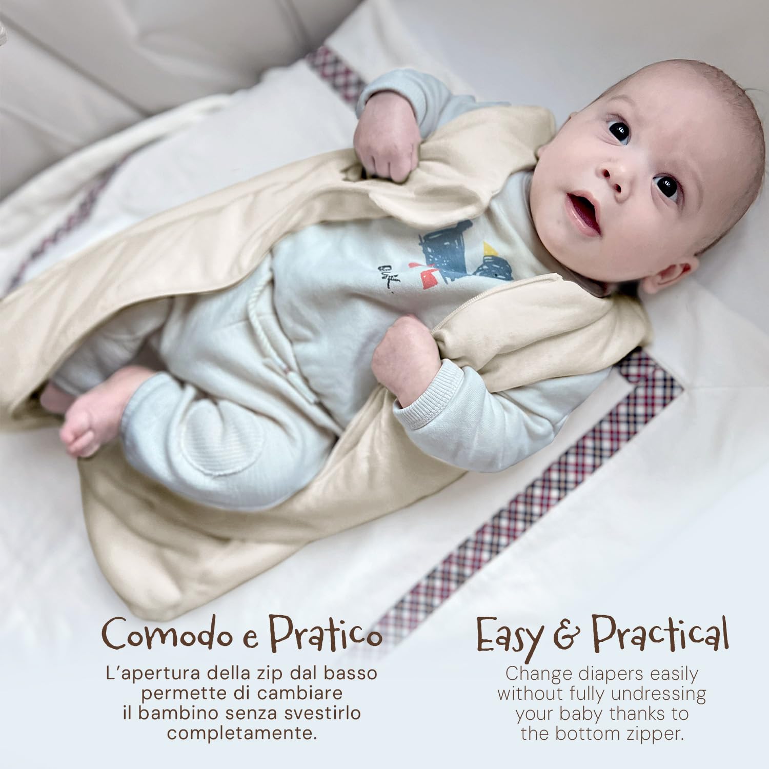 PERLETTI Sacco Nanna Tog 2.5 Invernale in Bamboo e Cotone Organico Neonato - Senza Maniche per Bambino Bambina 0-6 e 6-18 Mesi - Sleeping Bag con Cerniera Caldo Morbido Confortevole