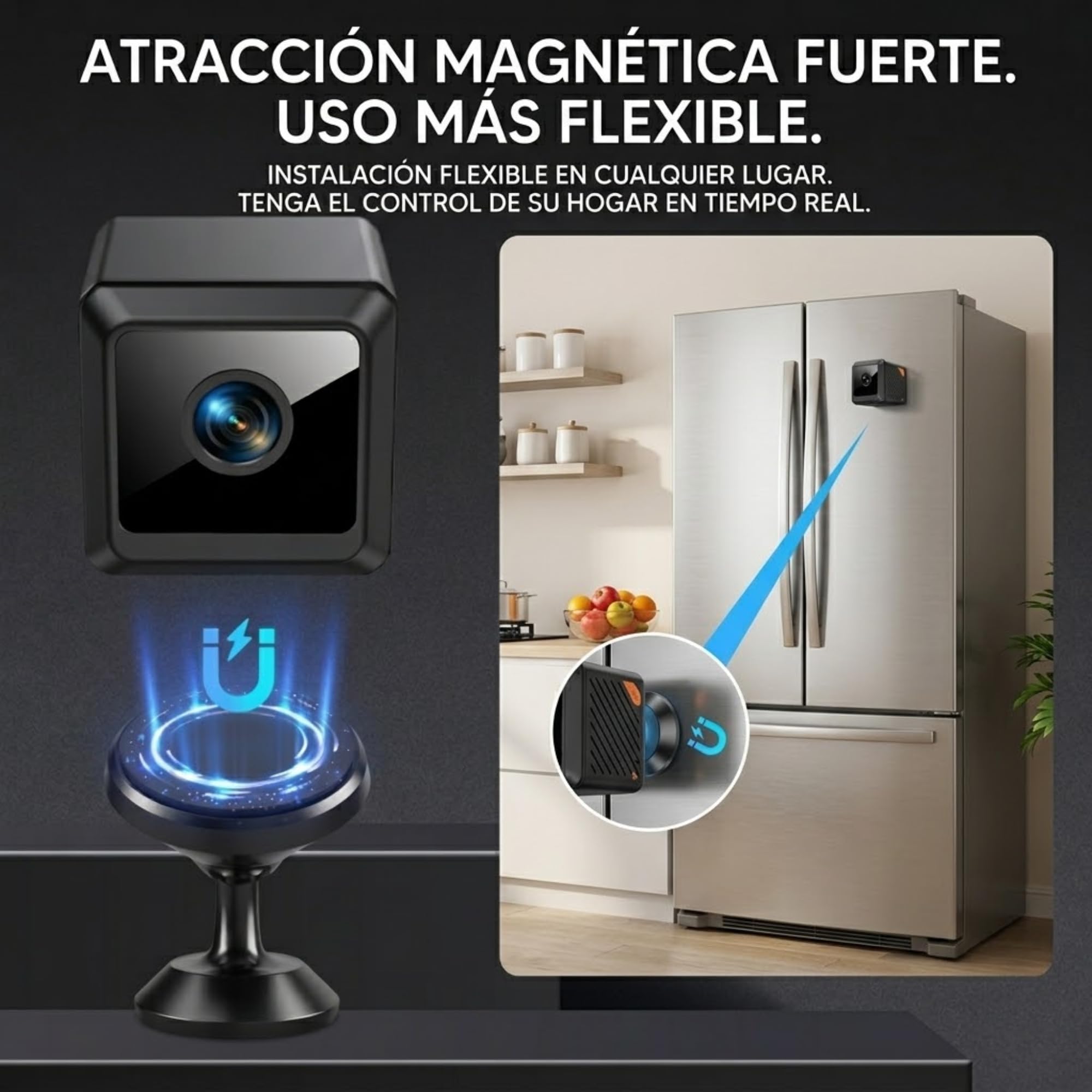 Mini caméra espion sans fil avec microphone intégré, 4K HD 1080P, vision nocturne, détection de mouvement et réduction du bruit 2D - Caméras de sécurité intérieures - Caméra espion avec batterie