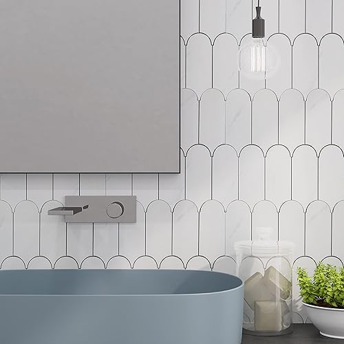 Miniatura 6 de Avant Decor  Compuesto de piedra  Azulejos de cocina para despegar y pegar  Azulejos de pared para pegar  Fácil instalación  5 x 5 pulgadas  Azulejo