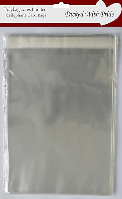 POLYBAGSTORES PACK OF 50-5 x 7 - Cellophane Display Bags Self Seal For Greeting Cards, Arts & Crafts - OVER 20
