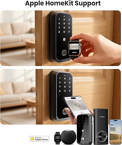 Miniatura 2 de Cerradura inteligente para puerta delantera HK01 Apple Home ecosistema huella digital cerradura de puerta sin llave, compatible con Apple Home,