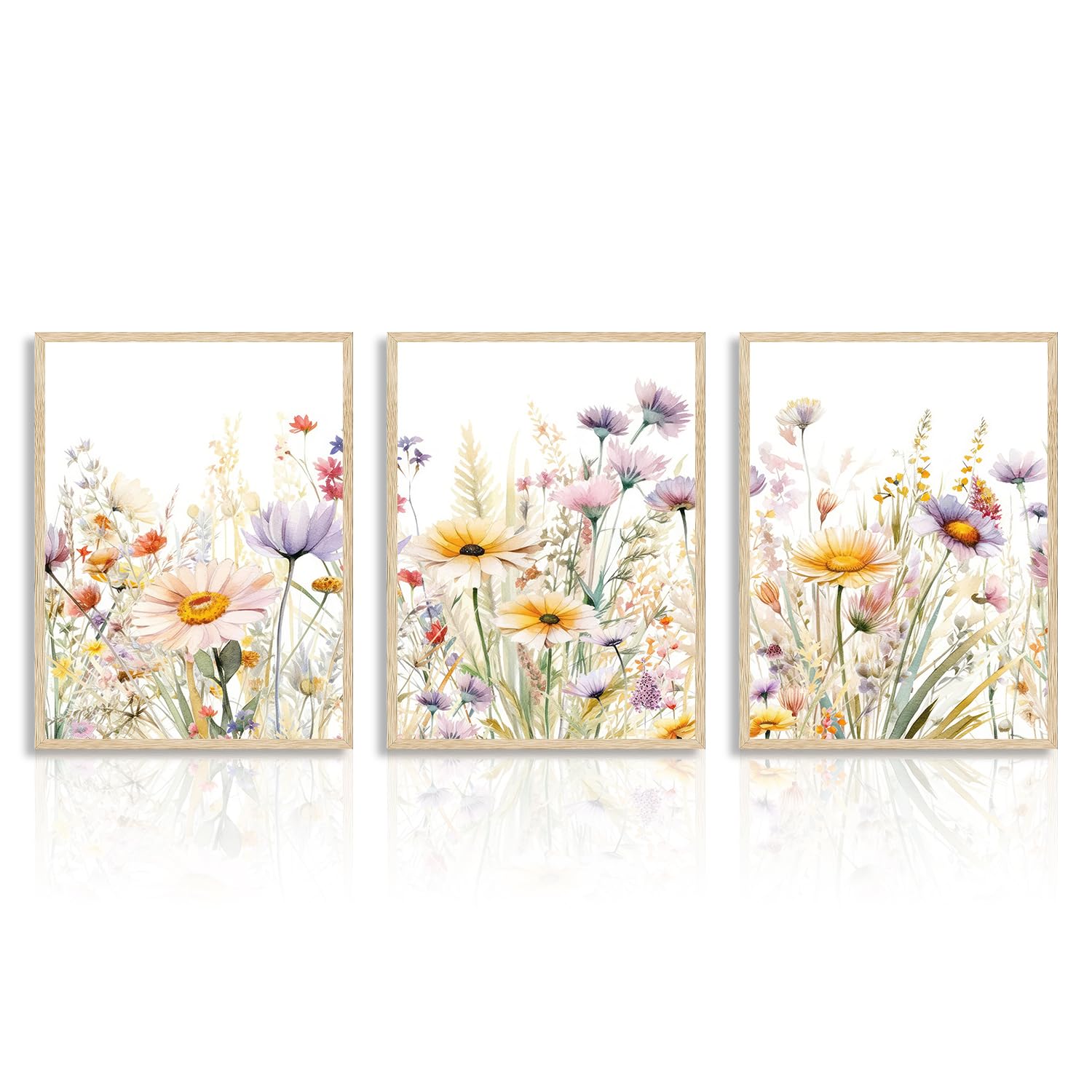 Dazzlewall 3Pcs Wildflower Wall Art Modern Floral Prints