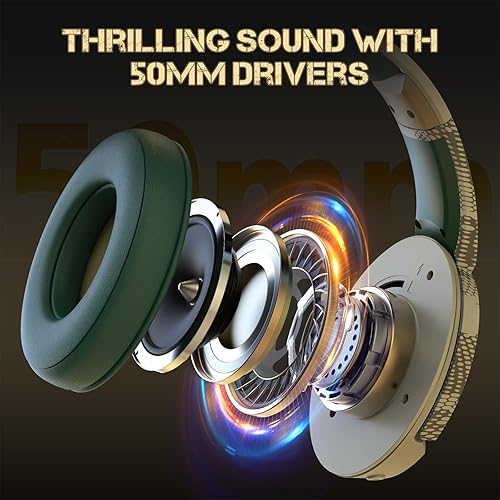 Vista 4 de NUBWO Auriculares inalámbricos para juegos G08 con micrófono duración de la batería de 100 horas, rango de 32.8 ft, color desierto único, compatible