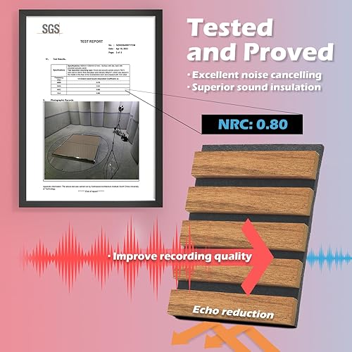 Miniatura 4 de Art3d - Paquete de 4 paneles de listones de madera acústica para decoración de interiores, madera acanalada 3D, absorbe el sonido para pared, techo,