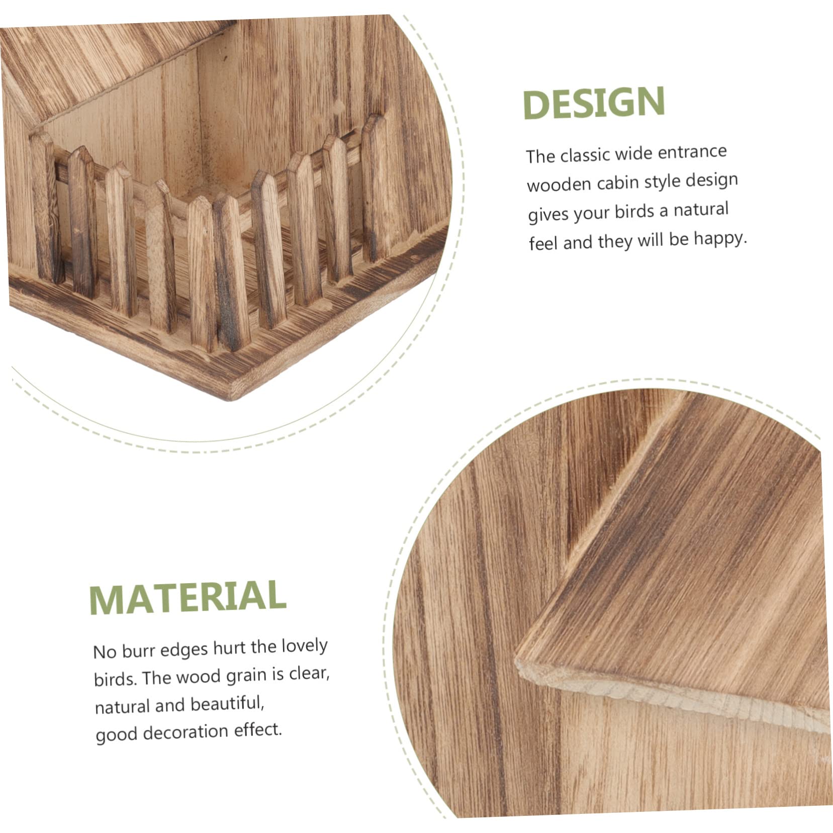 Milisten Villa Nido de Pájaro Comedero Independiente para Pájaros Caseta de Madera para Cría de Aves para Jardín Nido de Madera Artículos para Periquitos