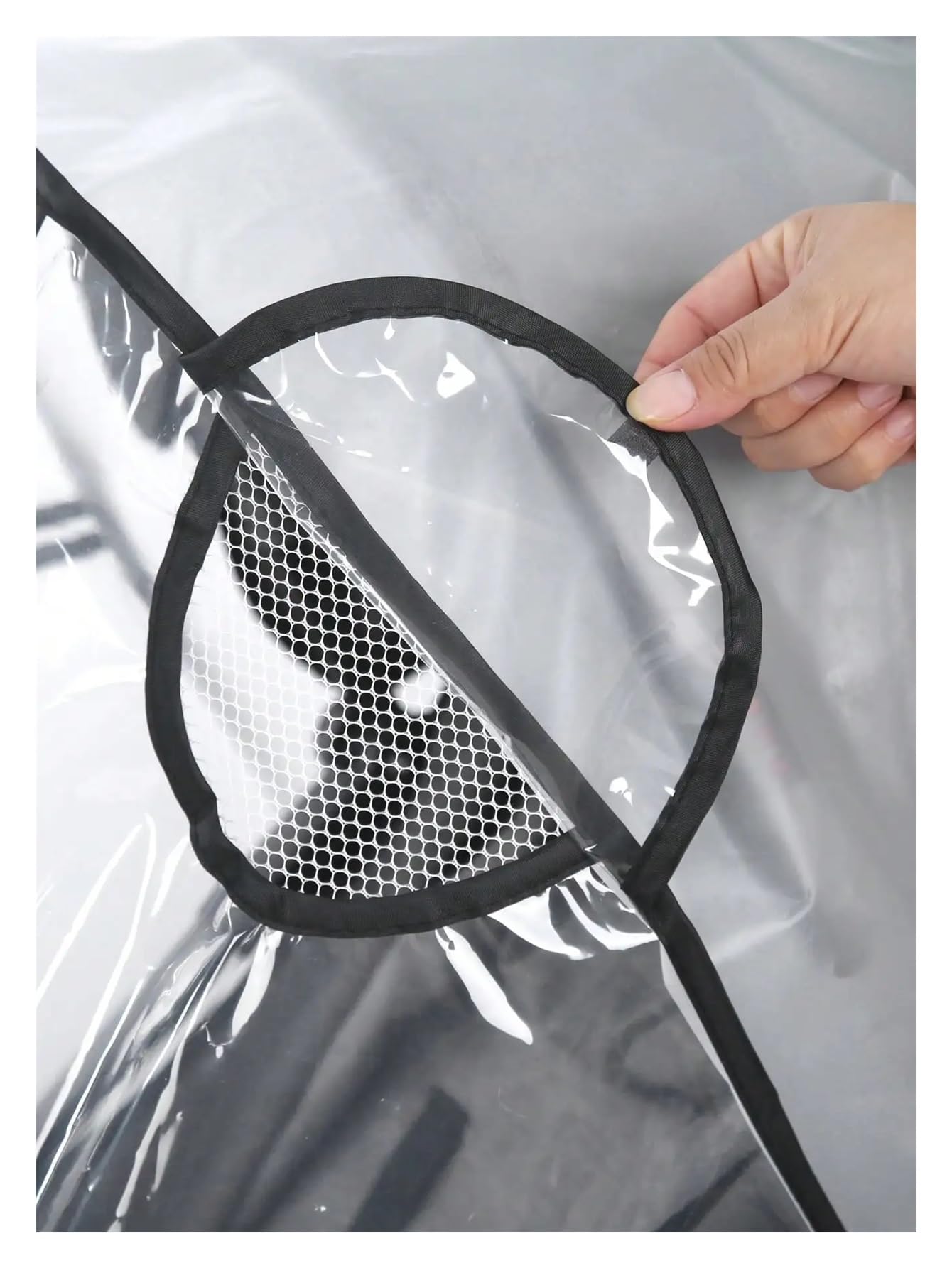 Regenschutz für Kinderwagen, wasserdicht und regendicht, transparent, winddicht, staubdicht, Regenmantel (Schwarz, M)
