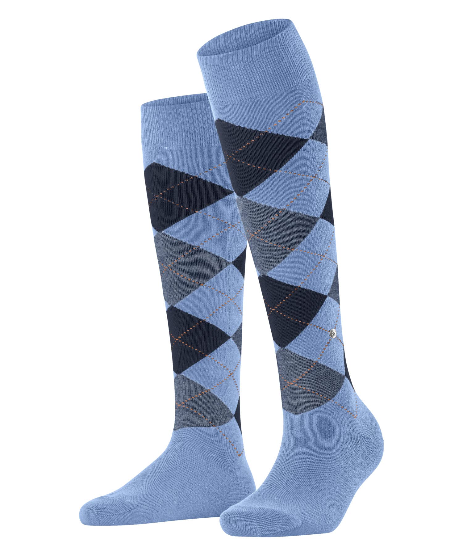 Burlington Women's Queen W Kh Cotton Long Patterned 1 Pair Knee-High Socks, Blue Light 6541, 3.5-7
