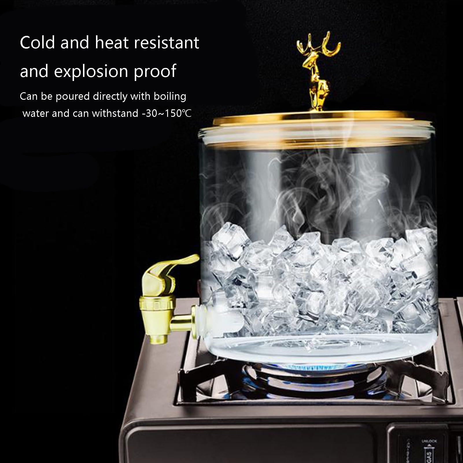 Dispensador de bebidas de vidrio de 3,6 L, con soporte para grifo, para bebidas frías, limonada, cerveza, jugo, perfecto para fiestas y reuniones