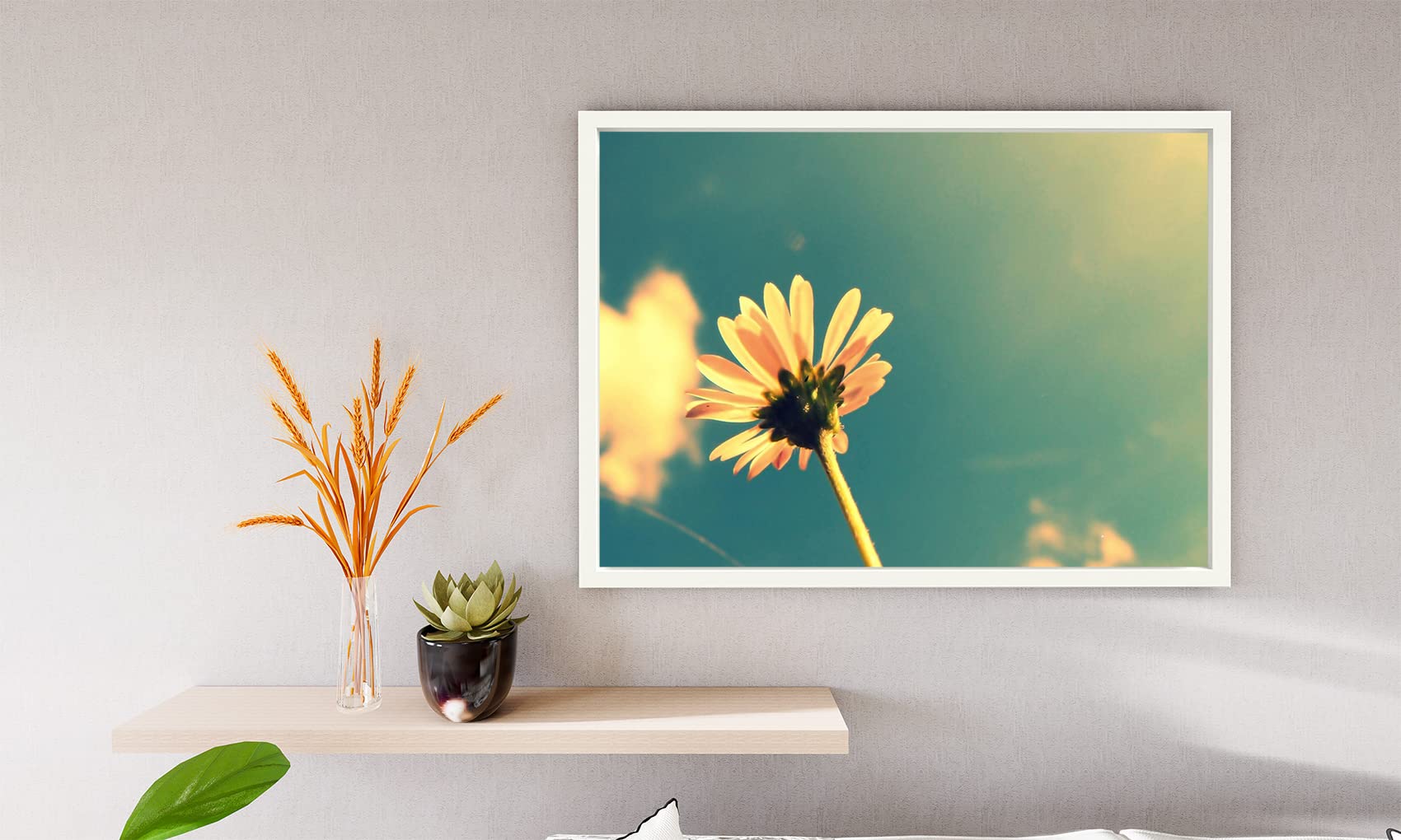 Xtreme Skins Designs Print White Wood Floater Framed Canvas Wall Art Decoration Poster (14x10 Inch) - sunflow