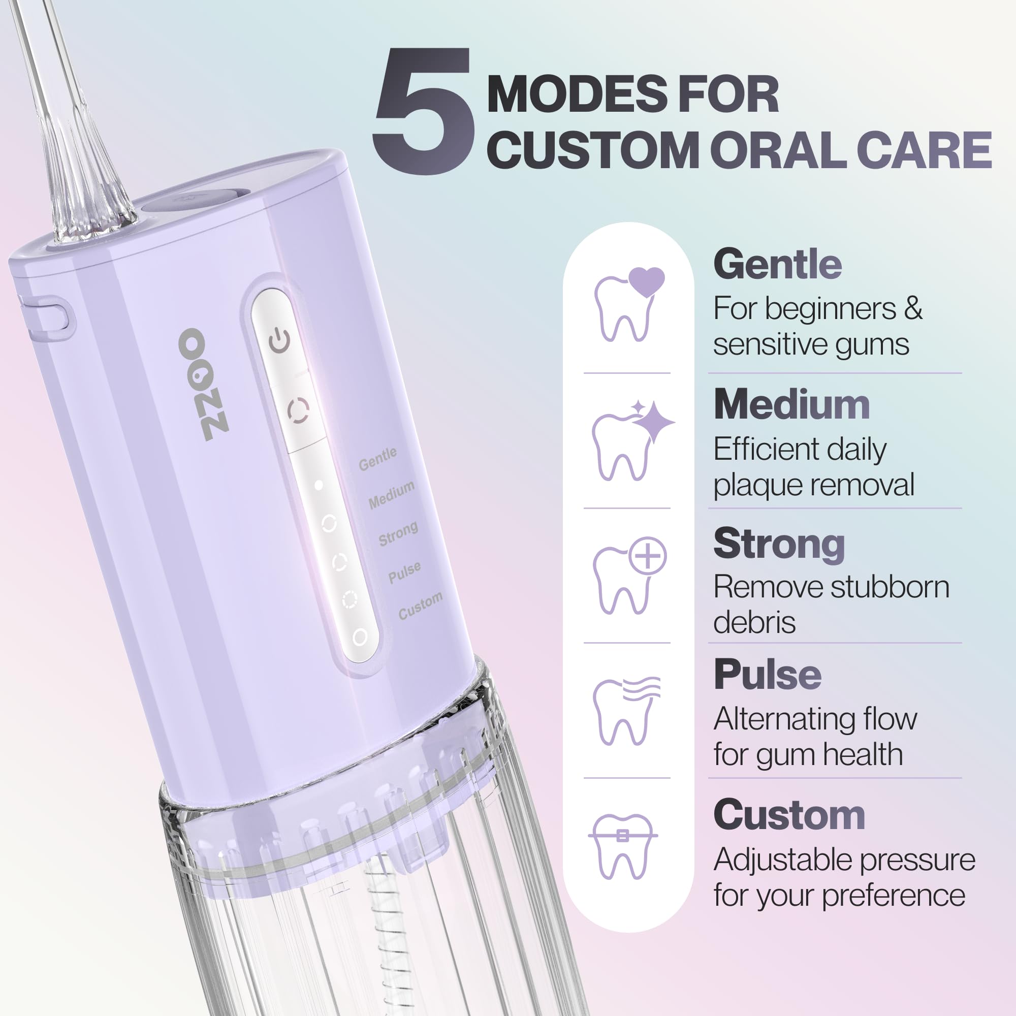 Image secondaire de Irrigateur Buccal Portable OOZZ - Hydropulseur de Voyage Compact avec 5 Modes de Pression