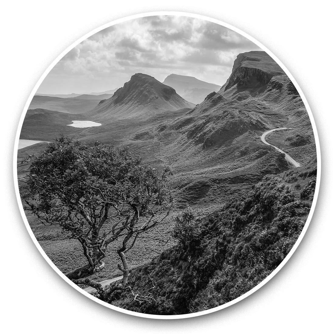 Destination Vinyl Ltd Bw Quiraing Mountains Isle Of Skye Scotland 37294 Vinyl Stickers (Set Of 2) 15Cm (Bw) - Quiraing Mountains Isle Of Skye Scotland Laptop Tablet Luggage Scrapbook #37294