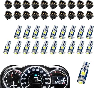 winterrock 20PCS Super Bright 74 LED Dash Bulbs T5 37 74 Wedge with PC74 PC37 Twist Lock Sockets - White Auto Instrument Cluster Lights