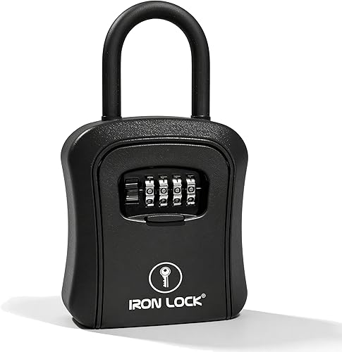 Miniatura 22 de Iron Lock ® - Caja de bloqueo de llaves portátil con grillete de cable extraíble para interiores y exteriores, impermeable, combinación de 4 dígitos