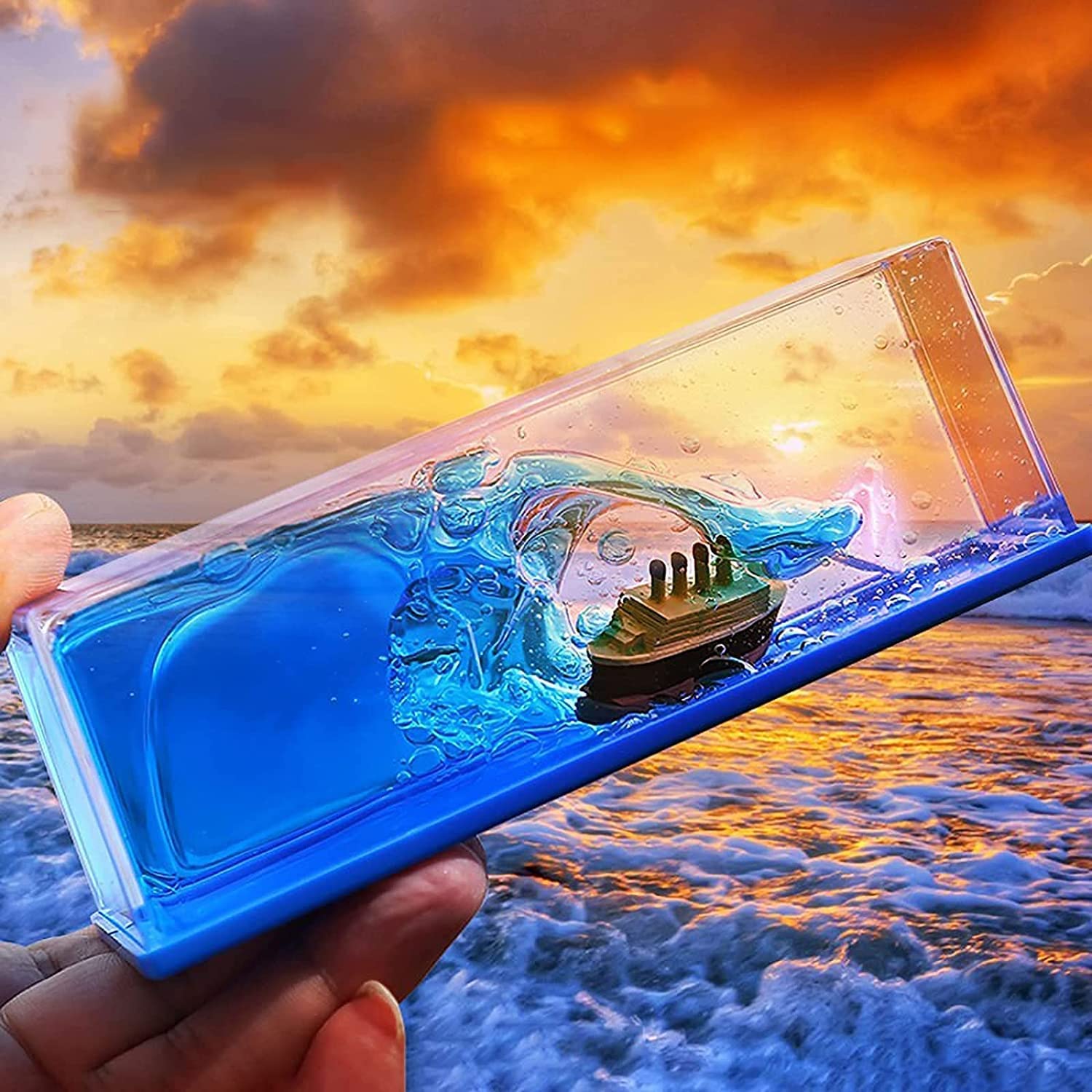 Krupanidhi Cruise Ship Fluid Drift Bottle, Unsinkable Boat Cruise Ship Toy in Box Liquid Wave Cruise Fluid Ship Decoration, Cruise Ship That Never Sinks(Multicolor,1 pcs) 4