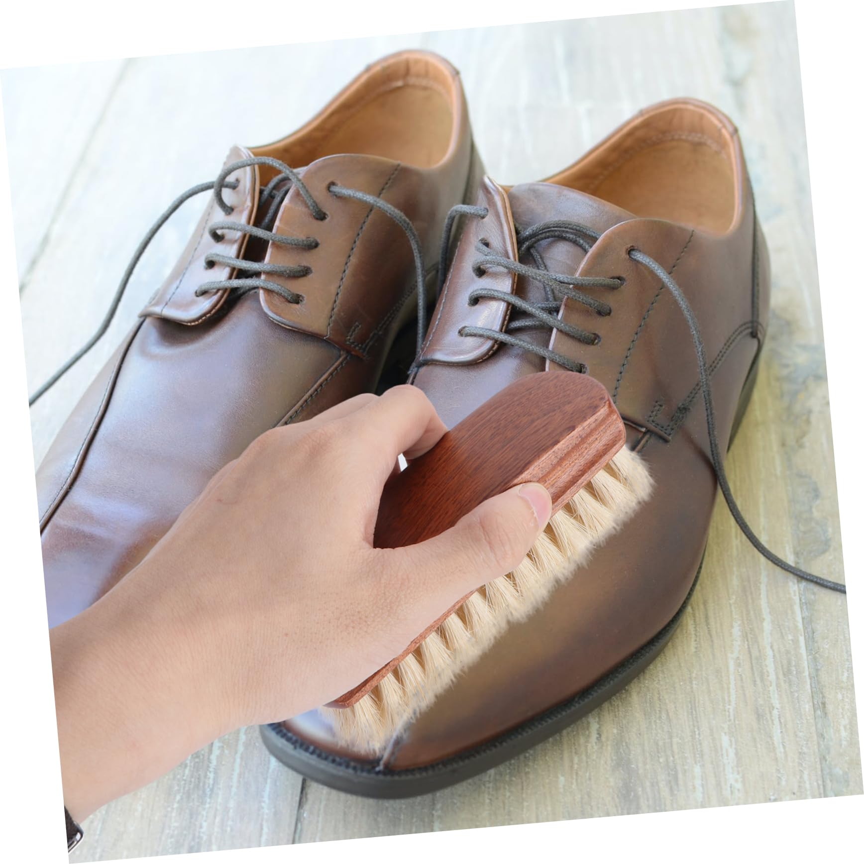 3 Piezas Cepillo De Zapatos Multifuncional Cabello De Caballo Abrigo Mango De Madera Lustrador De Zapatos Desempolvar Bambú