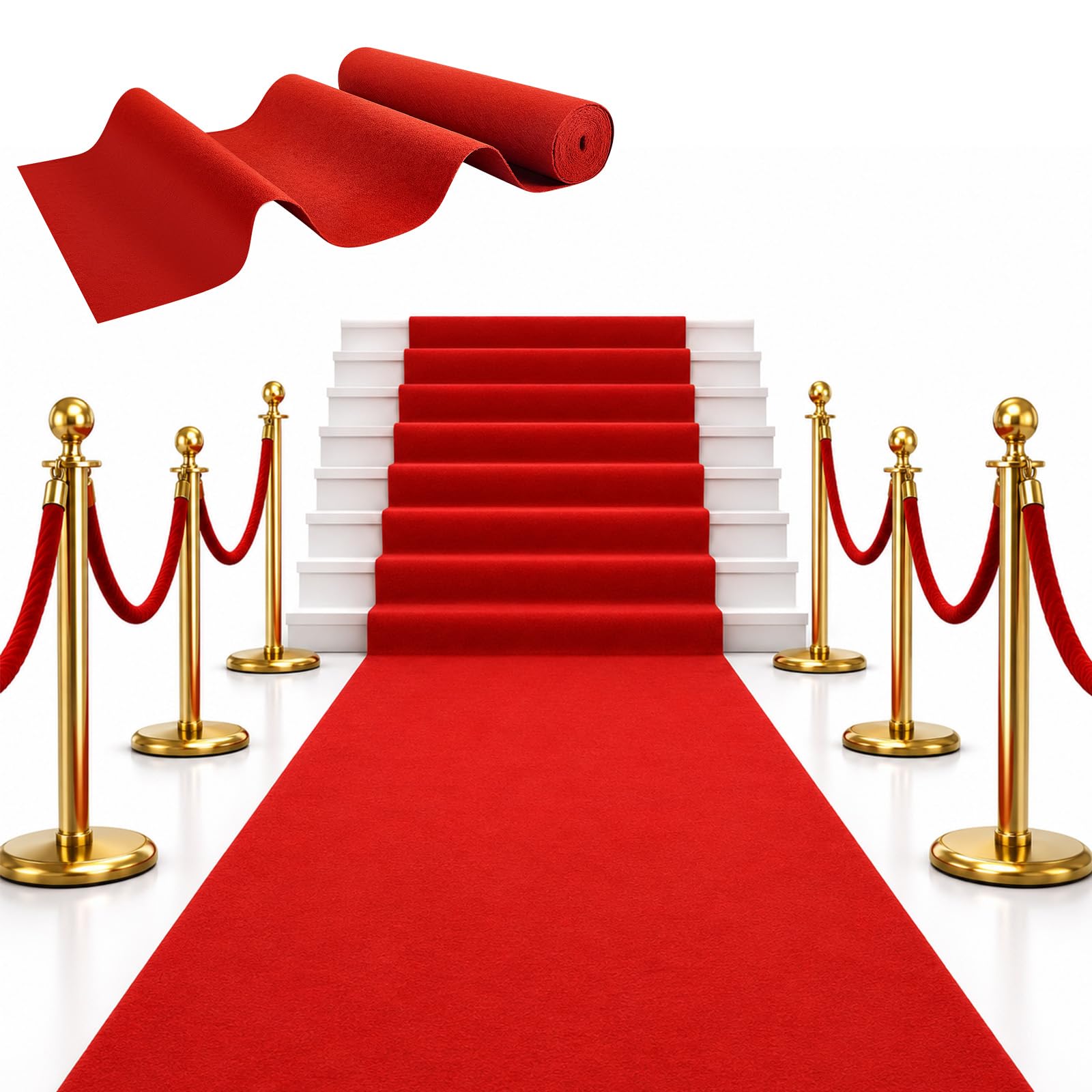 Tapis rouge - 1 x 10 m - 5,5 mm d'épaisseur - Pour mariage, événement, foire, fête, mariage, couloir - 10 m