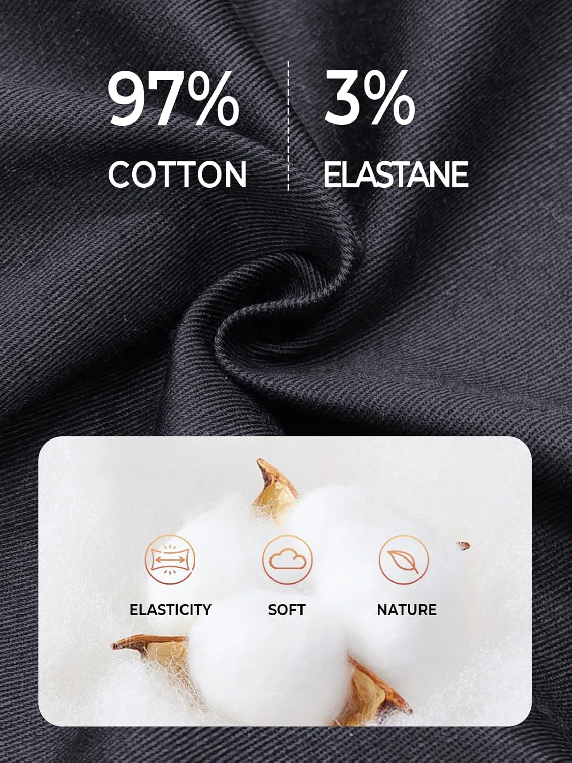 NORTHYARD Mens Casual Shorts-Cotton 9" Golf Hiking Drawstring Elastic Waist Work Shorts with Zipper Pockets - Image 5