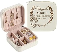 Vista 1 de Regalos de primera comunión para niñas, caja de joyería personalizada para la primera comunión, nombre personalizado, fecha de primera comunión
