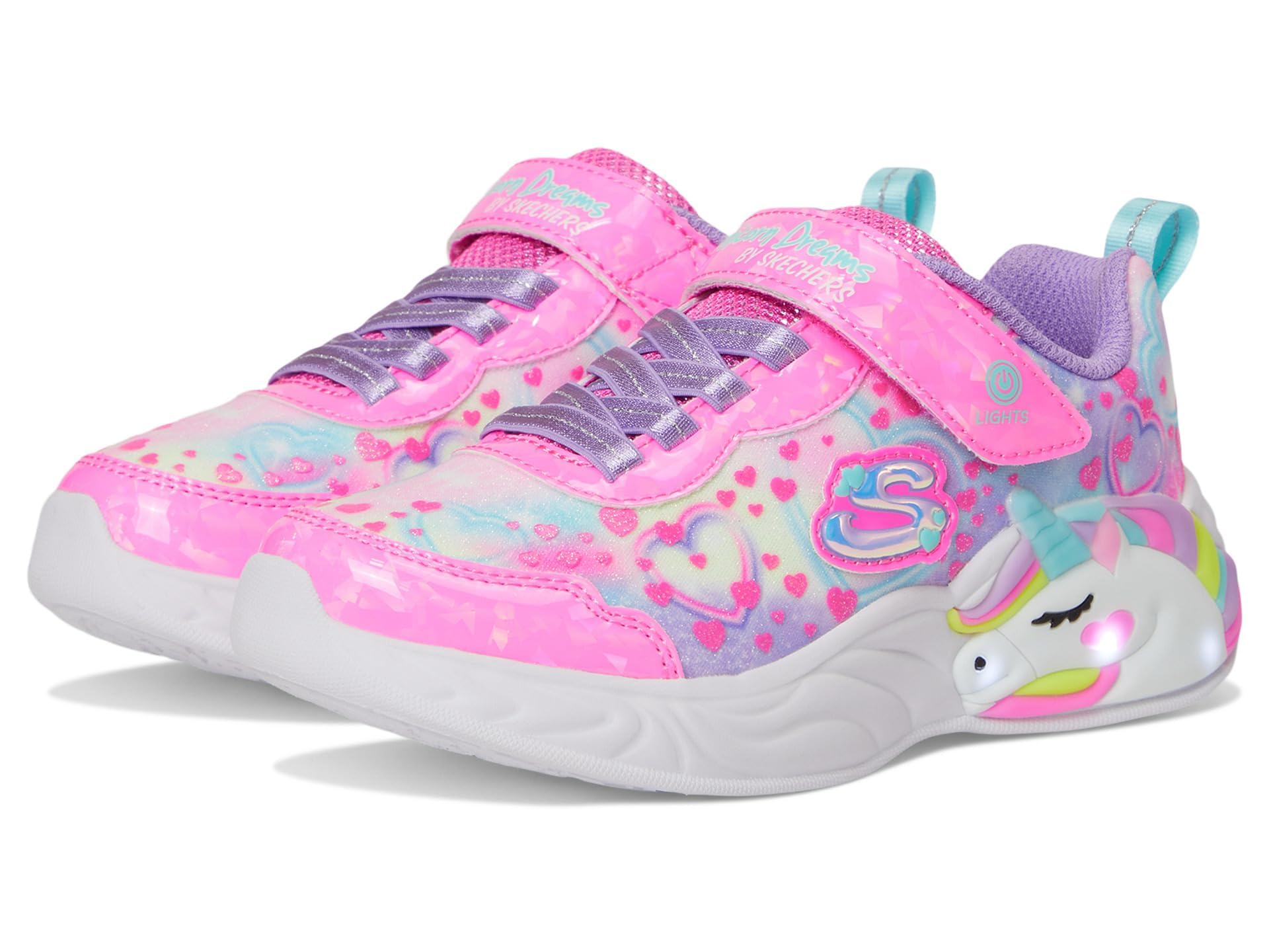 Skechers Girl's Unicorn Dreams Heart Sparkles Sneakers, Pink Sparkle Mesh/Multi Trim, 12.5 UK Child