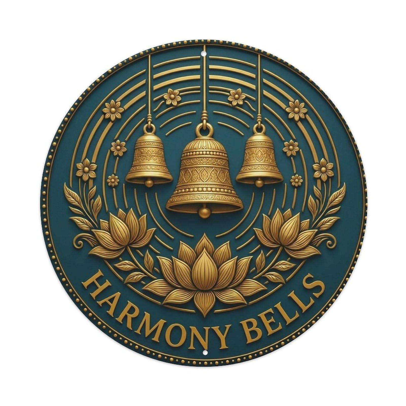 Vintage Harmony Bells Flower Zen Yoga Metal Tin Sign