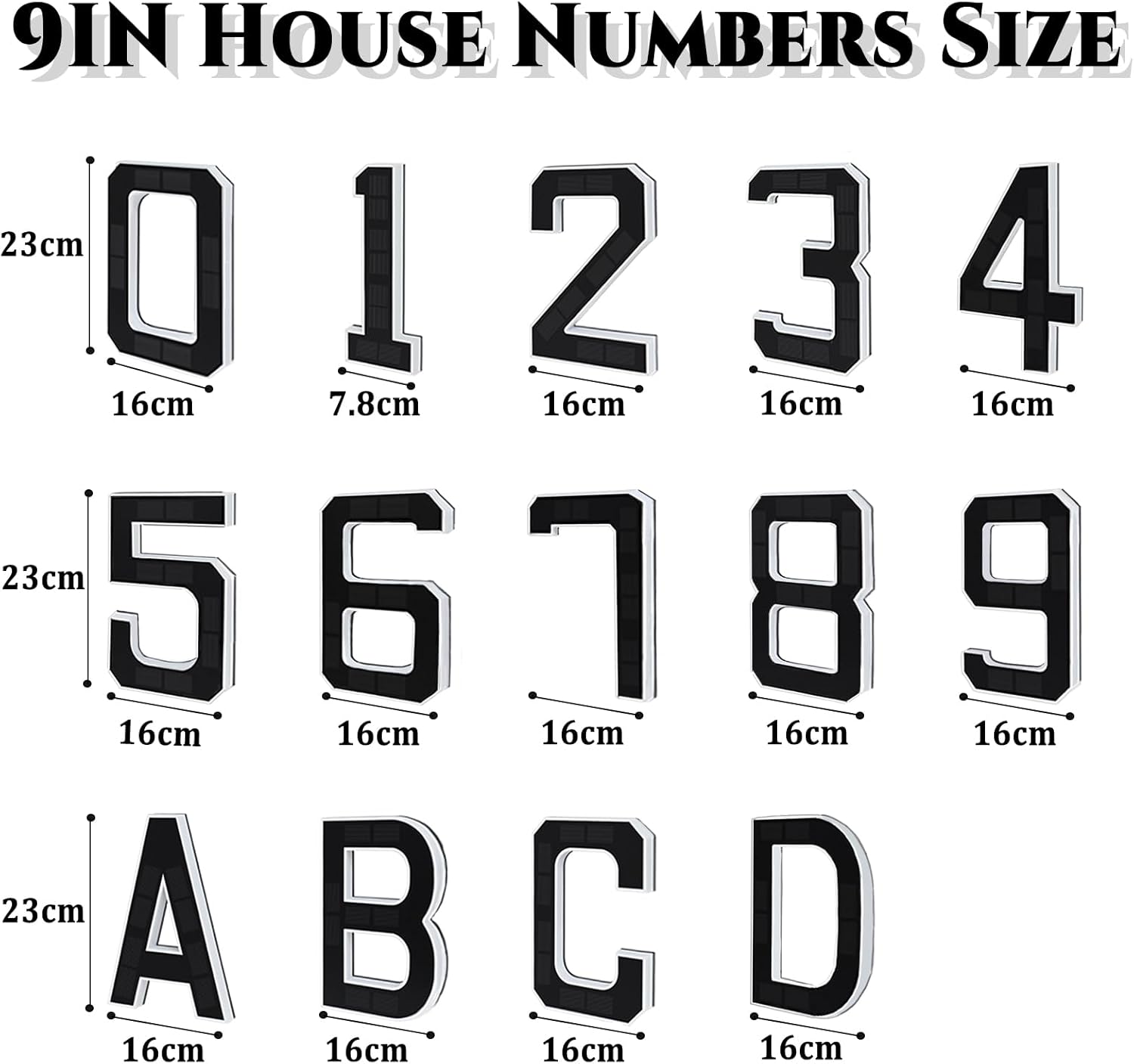 9" Solar Powered House Numbers for Outside Light Up, CARPESUN Waterproof Modern LED Backlit Address Signs, 300LM Large Exterior Illuminated Number Plate for Door, Home, Apartment, Mailbox (5-Black, 9 Inch)
