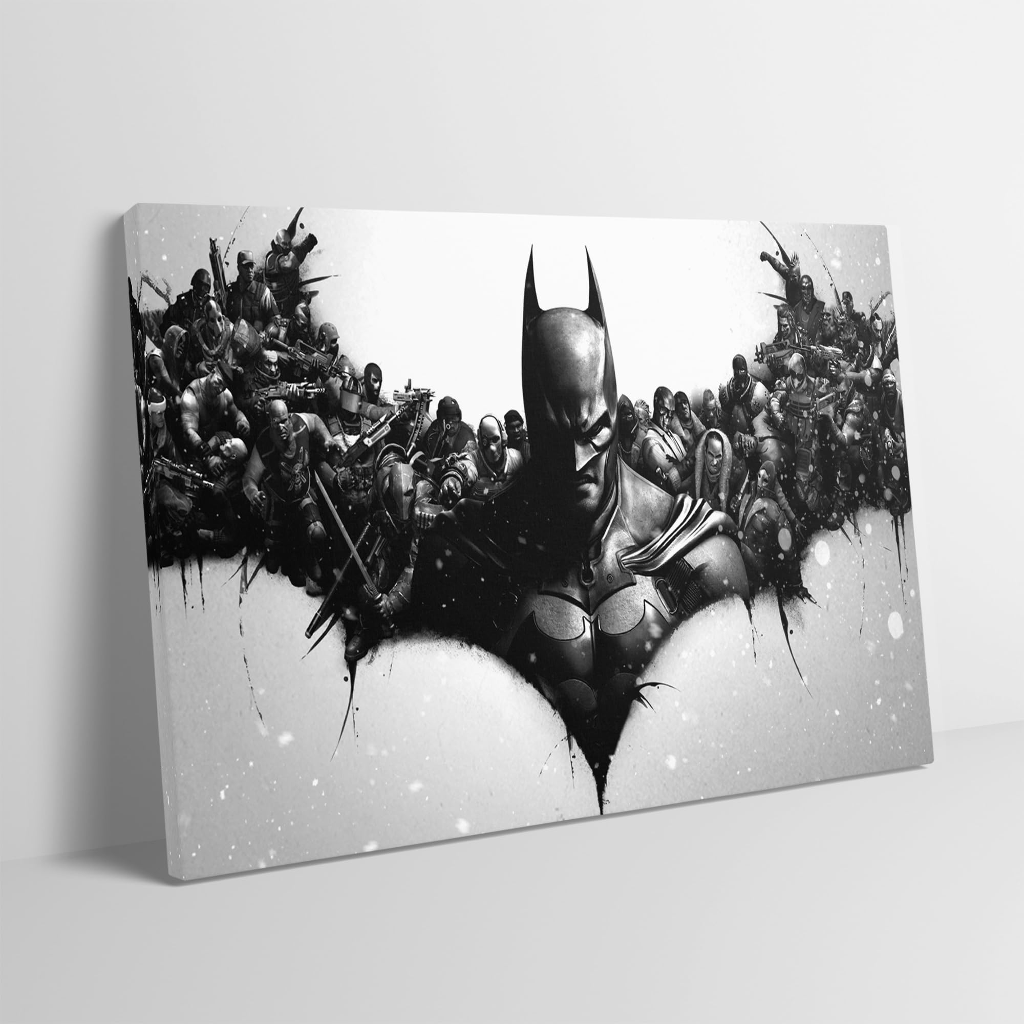 Batman and Bat Logo Stretched Canvas Modern Wall Art Picture Print Movie Fans Home Office Hotel Decoration Multiple sizes Ready to Hang (18x12inch / 46x31cm)