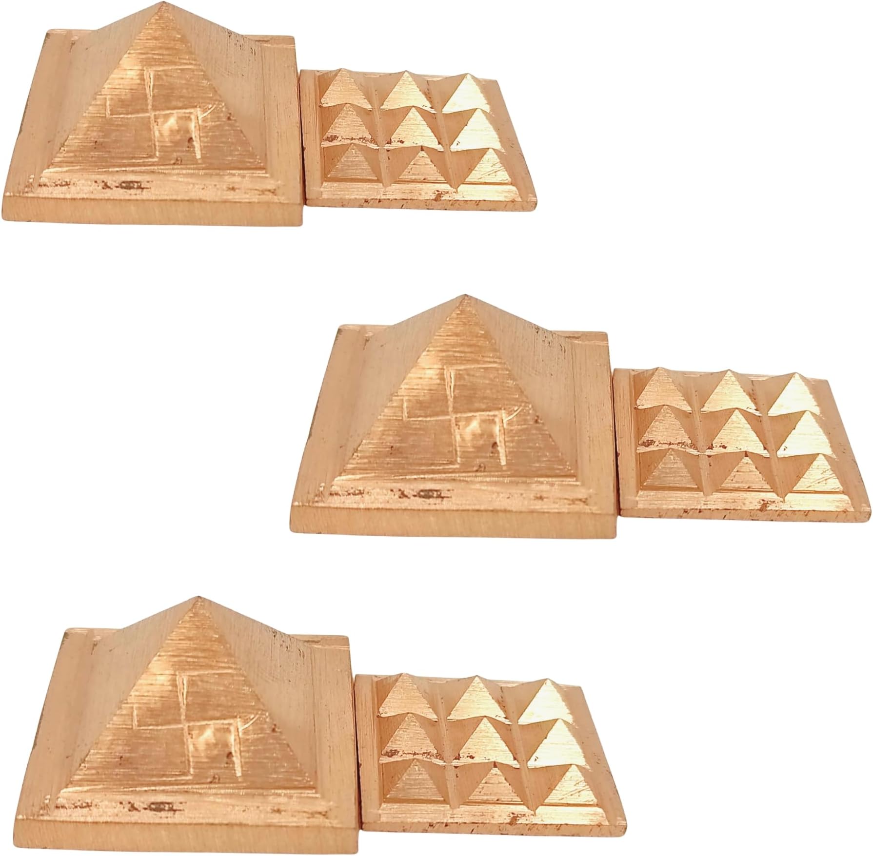 Plus Value Pure Copper Vastu Pyramid Vaastu Shastra Remedies for Positive Energy at Home & Office (Size 1 Inch, 3pcs)