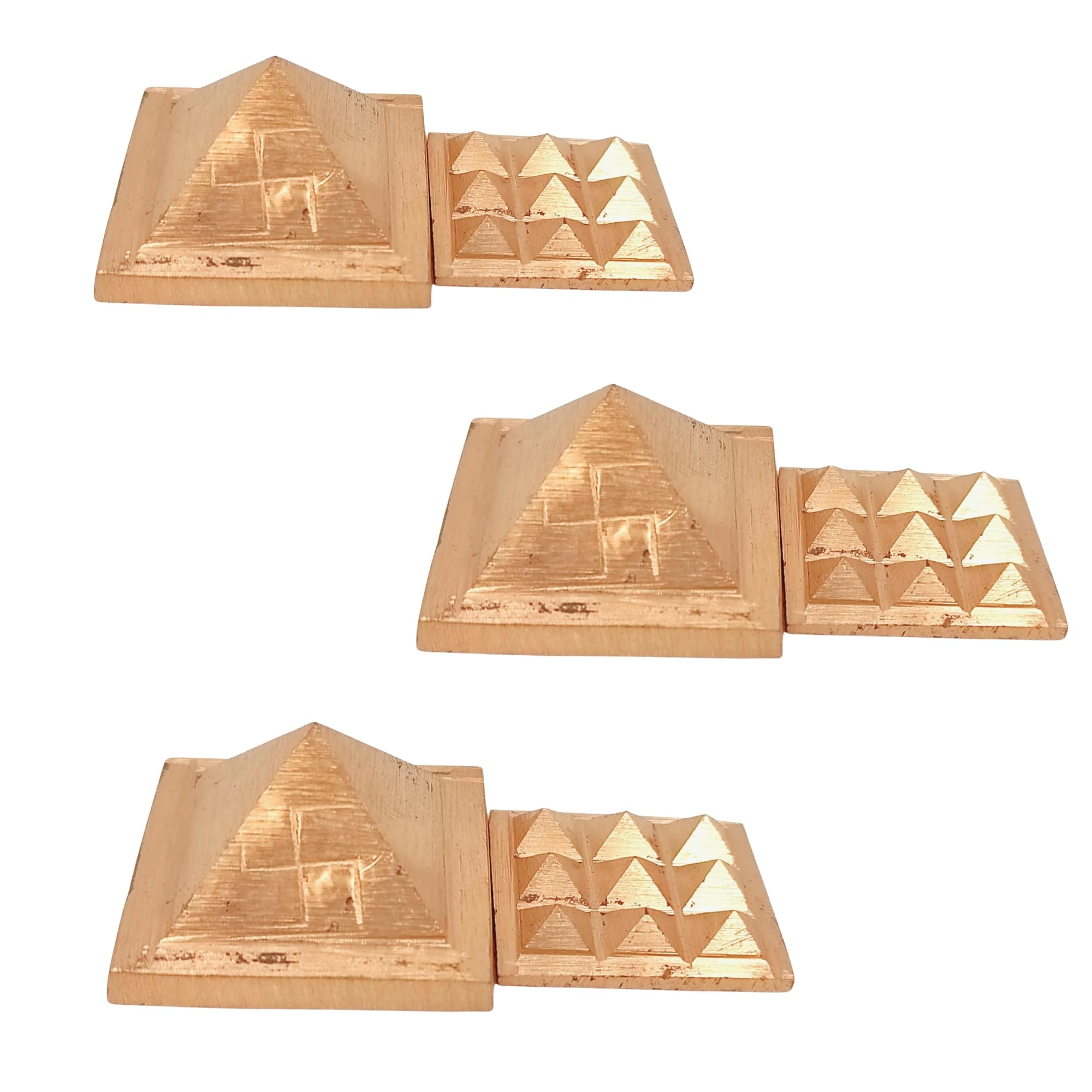Pure Copper Vastu Pyramid Vaastu Shastra Remedies for Positive Energy at Home & Office (Size 1 Inch, 3pcs)