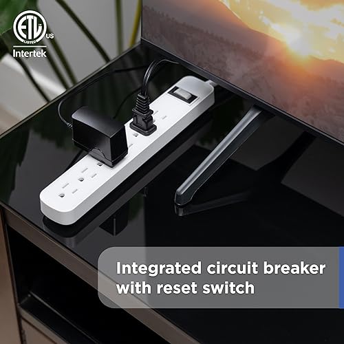 Miniatura 6 de GE SurGE Protector Power Strip de 6 tomas, paquete de 2 unidades, cable de extensión trenzado de 2 pies, protección 245J, enchufe plano, montaje en