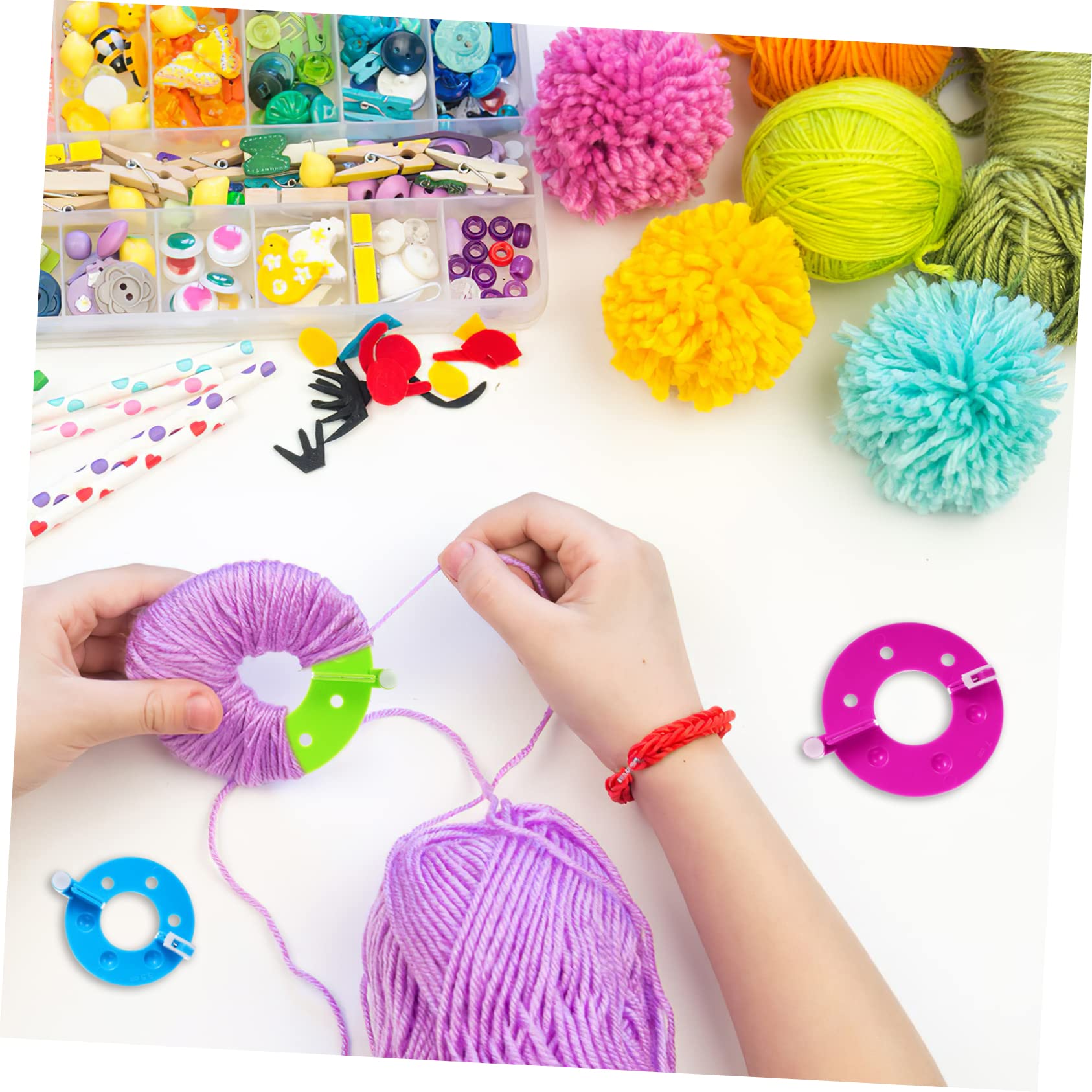 SEWACC 24stücke Teiliges Pompom Maker Aus Fluff Bastelwerkzeug Für Strickprojekte Und Kreative Handarbeiten