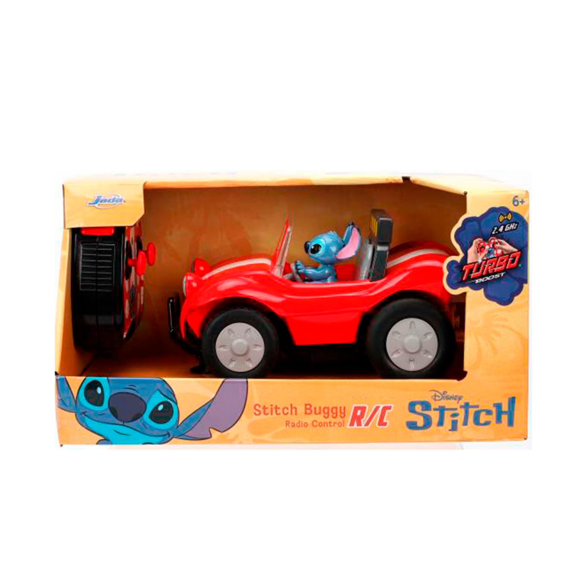 Jada 9336369314R00 Disney Stitch Samochód zdalnie sterowany Buggy w skali 1:24 (ok 19 cm);funkcja turbo