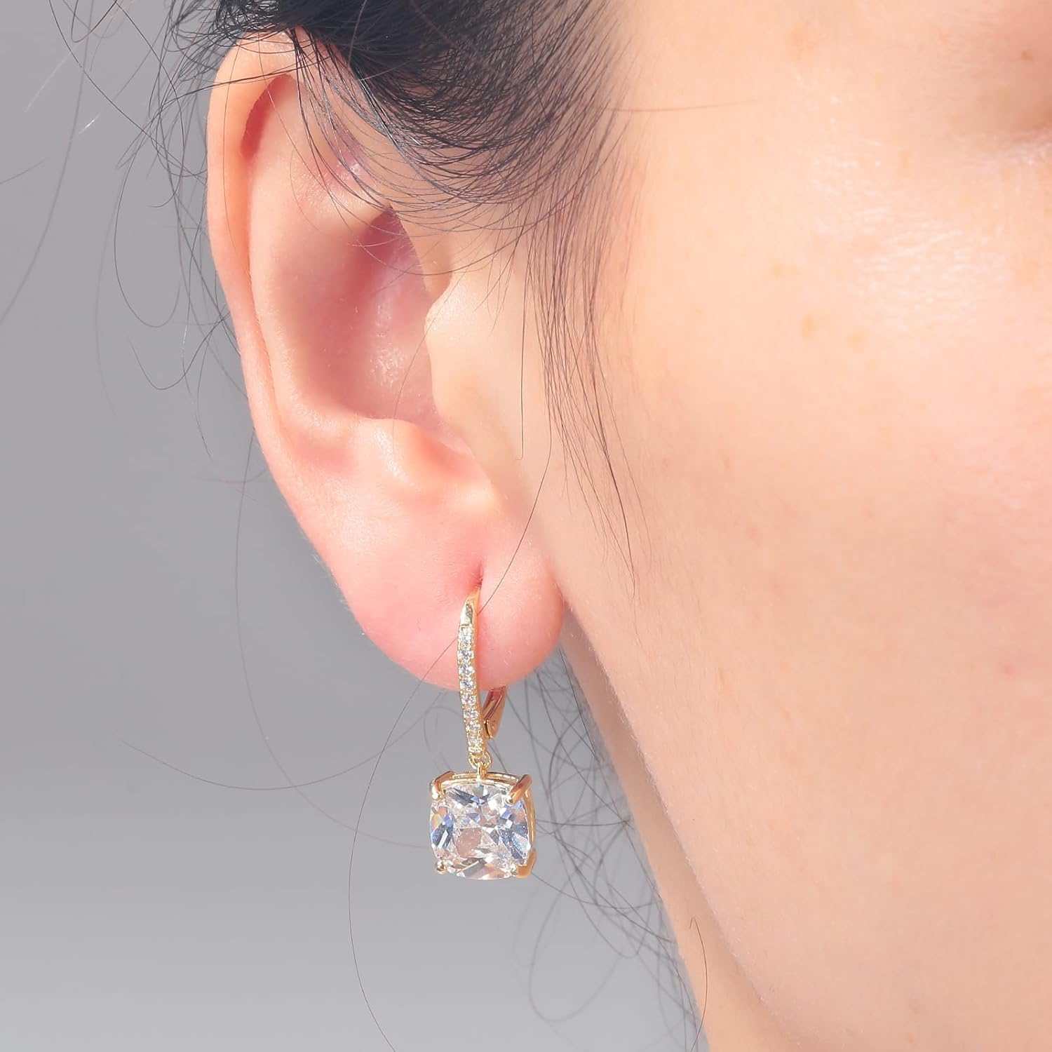 CiNily Square-cut Drop Dangle Earrings for Women Hypoallergenic, Multi-color Cubic Zirconia Earrings Diamond Dangle Earrings Jewelry Gifts for Mothers Day 14K White Gold, Yellow Gold, Rose Gold - Image 2