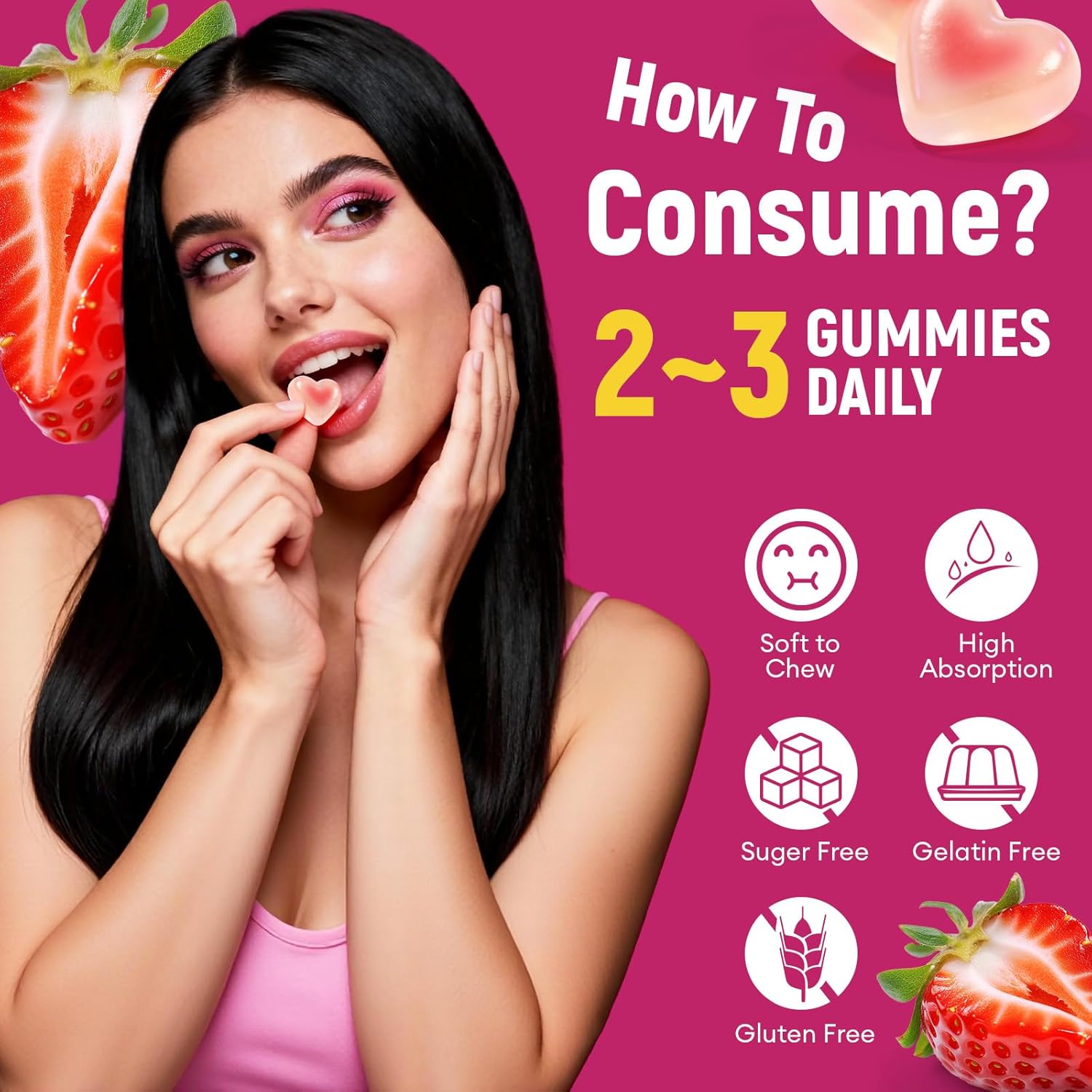 10G Fiber Gummies with Collagen Peptides, Hyaluronic Acid, Vitamin C, ACV, 30 Billion CFU Probiotics – Sugar Free Collagen Gummy for Skin, Hair & Nails – Digestive Health Support – 60 Cts - Image 6