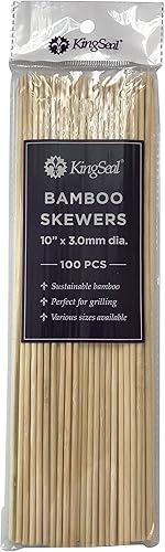 Miniatura 8 de KingSeal Brochetas de madera de bambú natural, 10 pulgadas x 0.118in de diámetro, para shish kebabs, barbacoa y arreglos de frutas, paquete a
