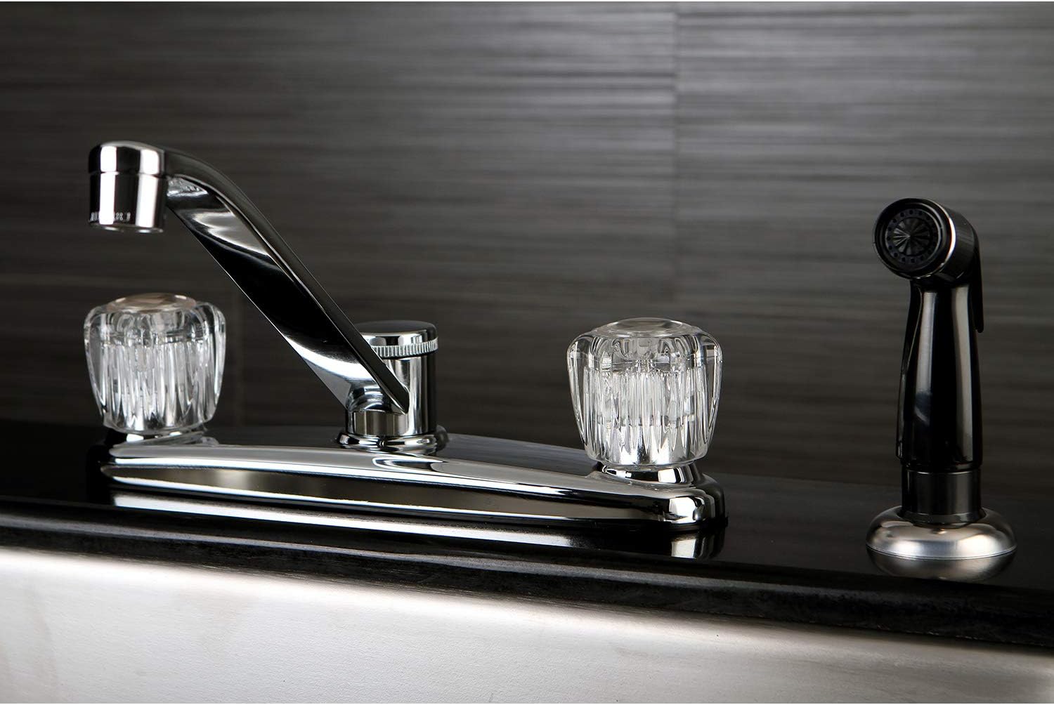 Kingston Brass FB112 Americana 8-Inch Centerset Kitchen Faucet with Sprayer, Polished Chrome