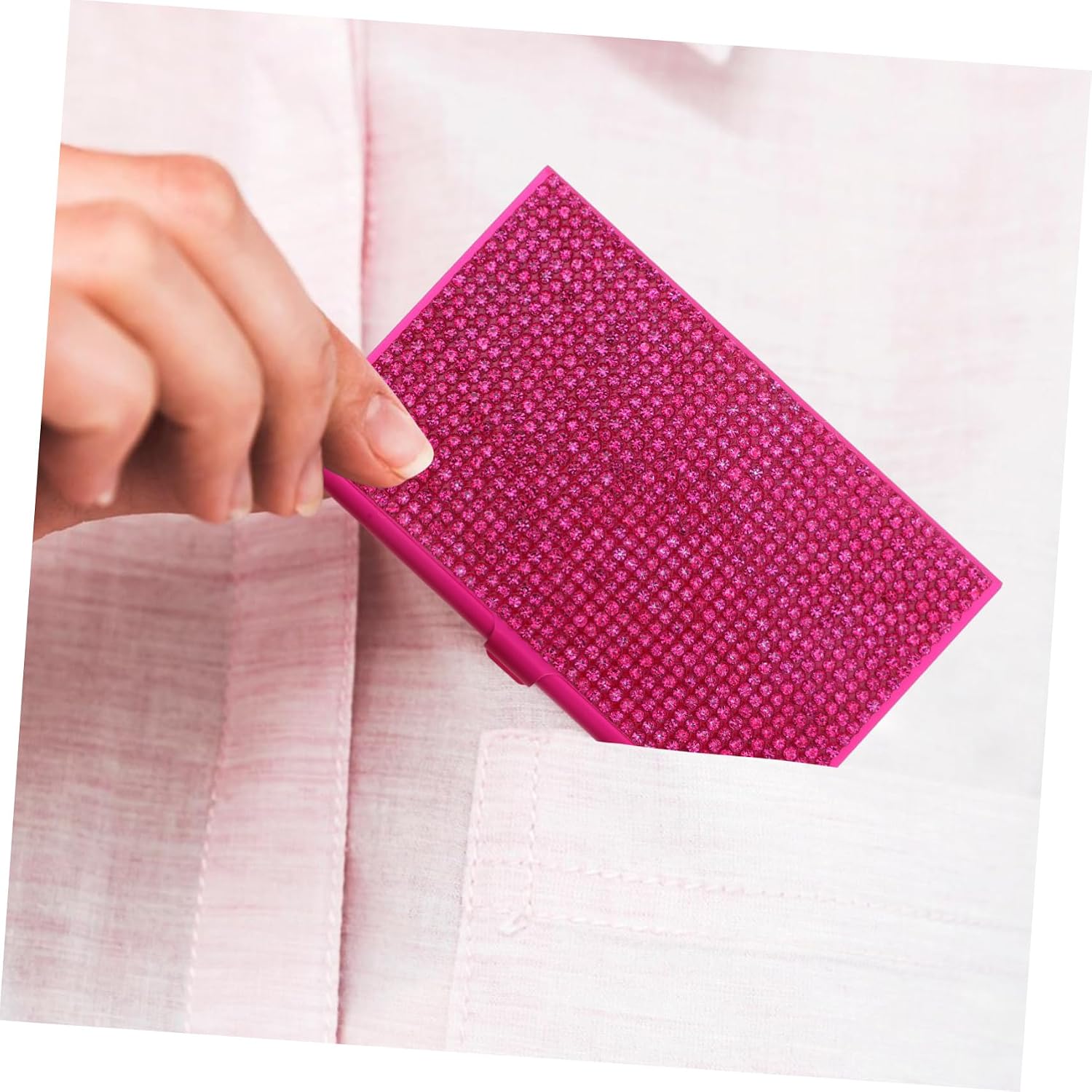 Bling Business Card Holder Case Women Card Holder Aluminum Alloy Rhinestone