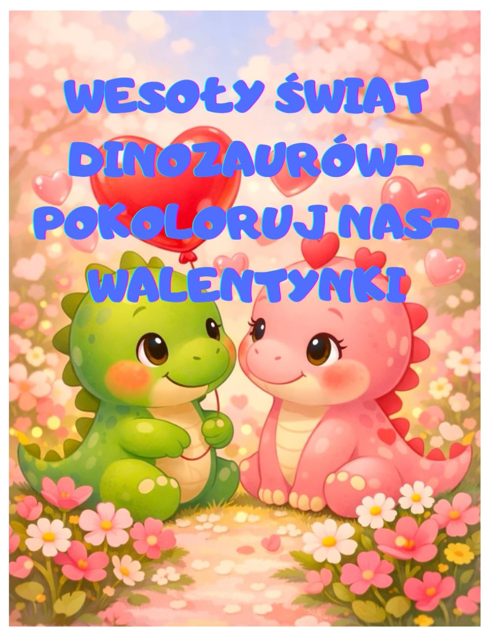 WESOŁY ŚWIAT DINOZAURÓW POKOLORUJ NAS- WALENTYNKI, Urocza kolorowanka walentynkowa dla dzieci 3-8 lat, Miłość w świecie dinozaurów,: Walentynkowa ... radości, Kreatywna zabawa, prezent, święta