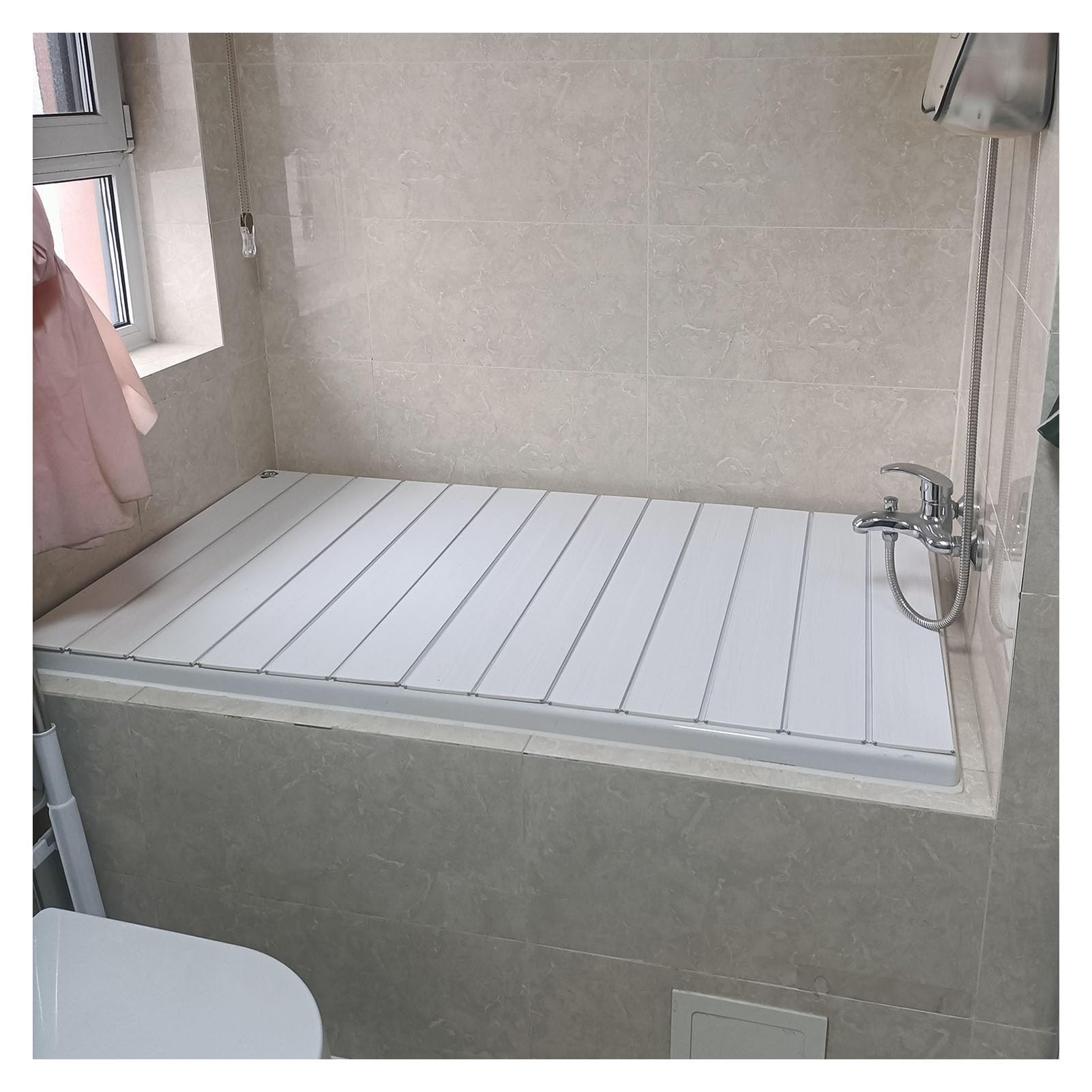 Vasca da bagno impermeabile con copertura isolante pieghevole • Elegante design bianco (70 x 160 x 0,6 cm) per spa, relax e accessori da bagno per gli amanti del benessere