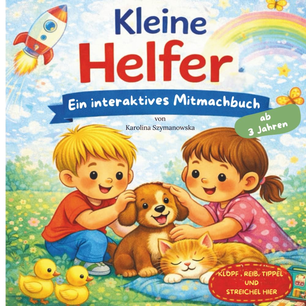 kleine Helfer - Ein interaktives Mitmachbuch für kinder ab 3 Jahren,25 interaktive Seiten zum Mitmachen: Pusten, Drücken, Streicheln – ein Mitmachbuch ... Lernen durch Berühren, Pusten und Mitmachen