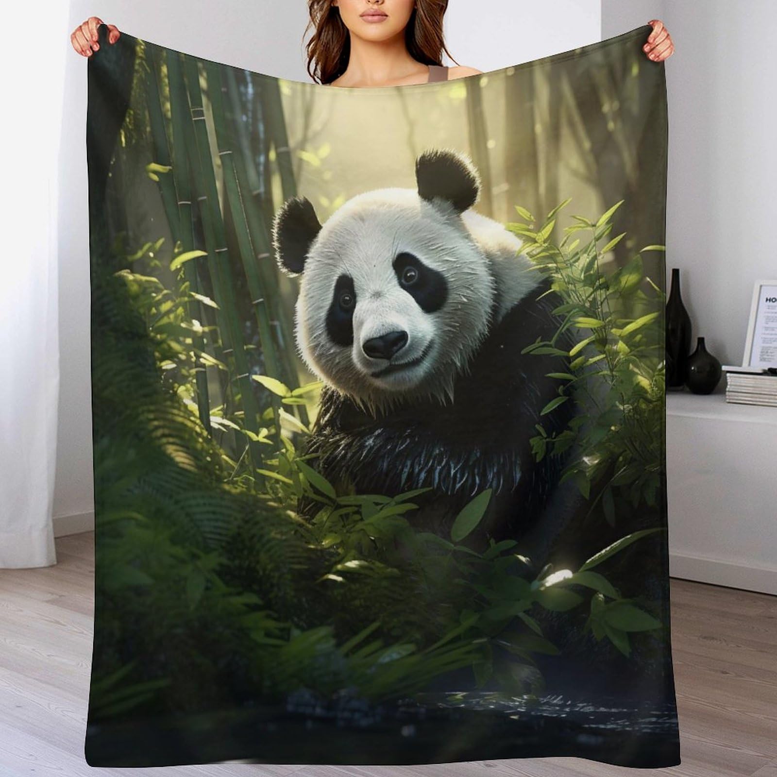 Couverture canapé panda en flannel douce et chaude de 130x150cm pour maison et bureau