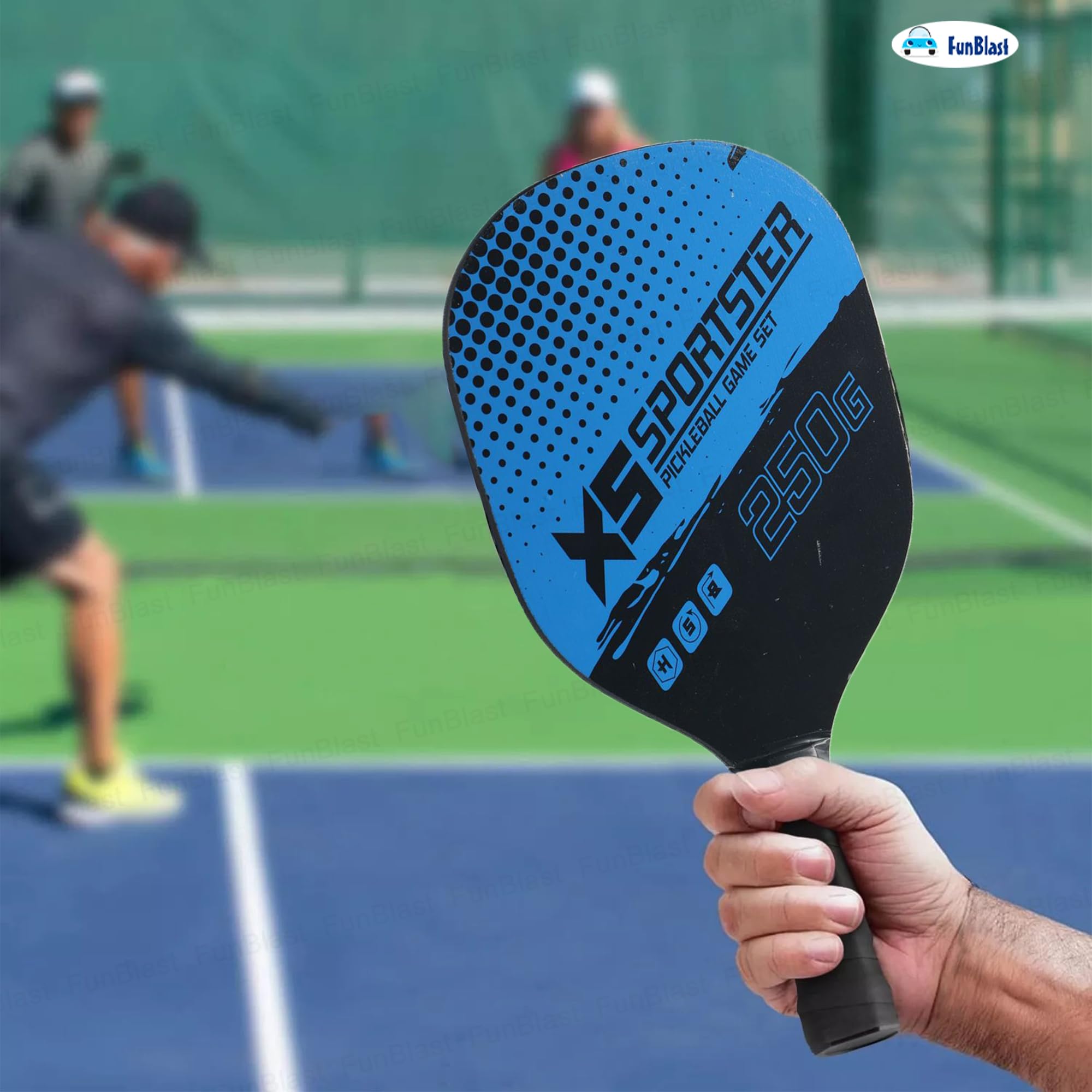 FunBlast Pickle Ball Racket Set - 2 Premium Wood Rackets with 4 Balls & Portable Carry Bag, Ideal for Kids, Men & Women - Durable & Lightweight, Outdoor Activities (Blue) — Amazon image 4
