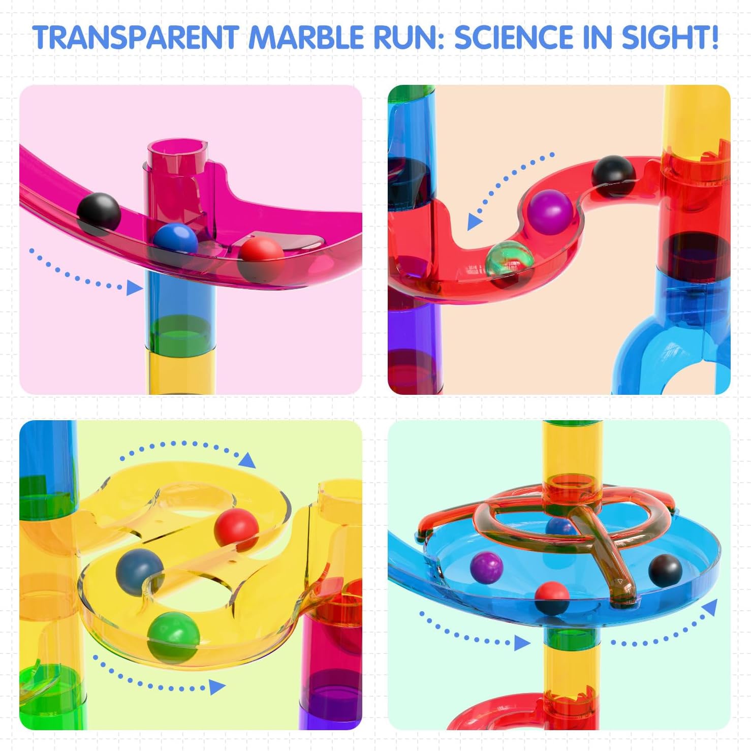 Marble Run, 150Pcs Mable Track Race Toys for Kid, Upgrade Marble Maze Game Building Blocks STEM Learning Toy, Birthday for Boys Girls Aged 3-12