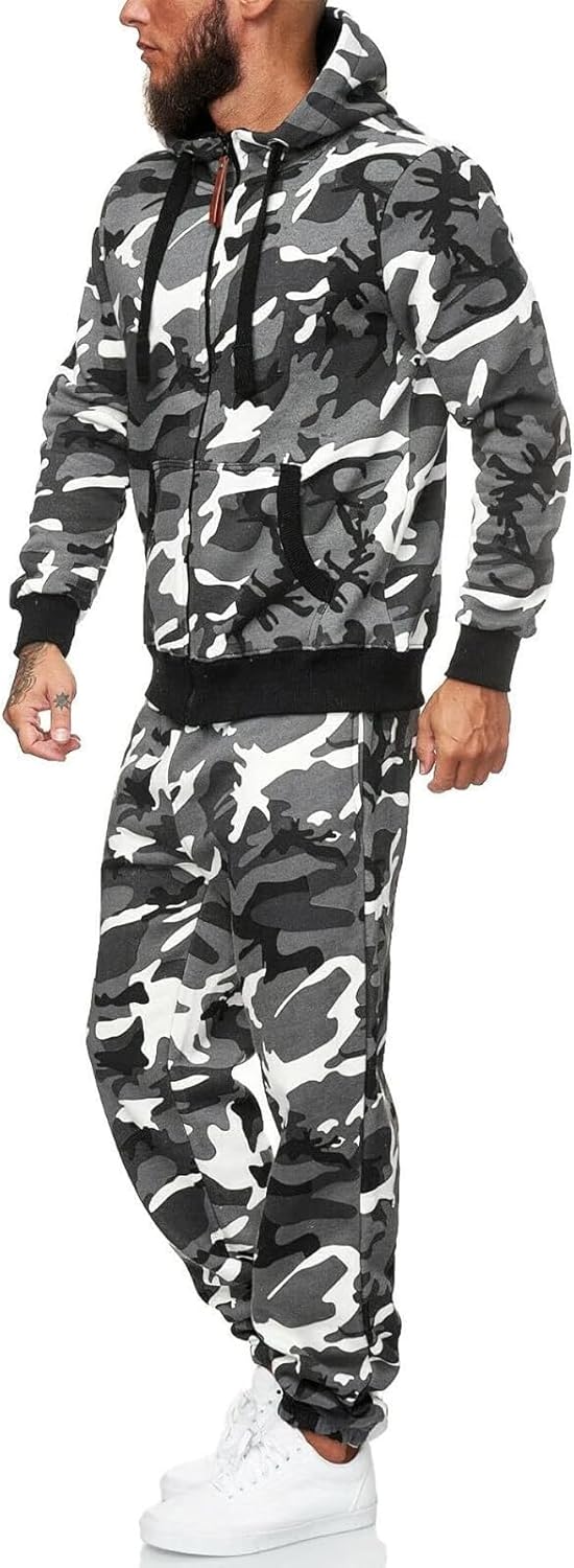 Men's Hooded Tracksuit 2 Pieces Set Zip up Fleece Sweatsuit Casual Outdoor Sports Jogging Suits Set - Image 3