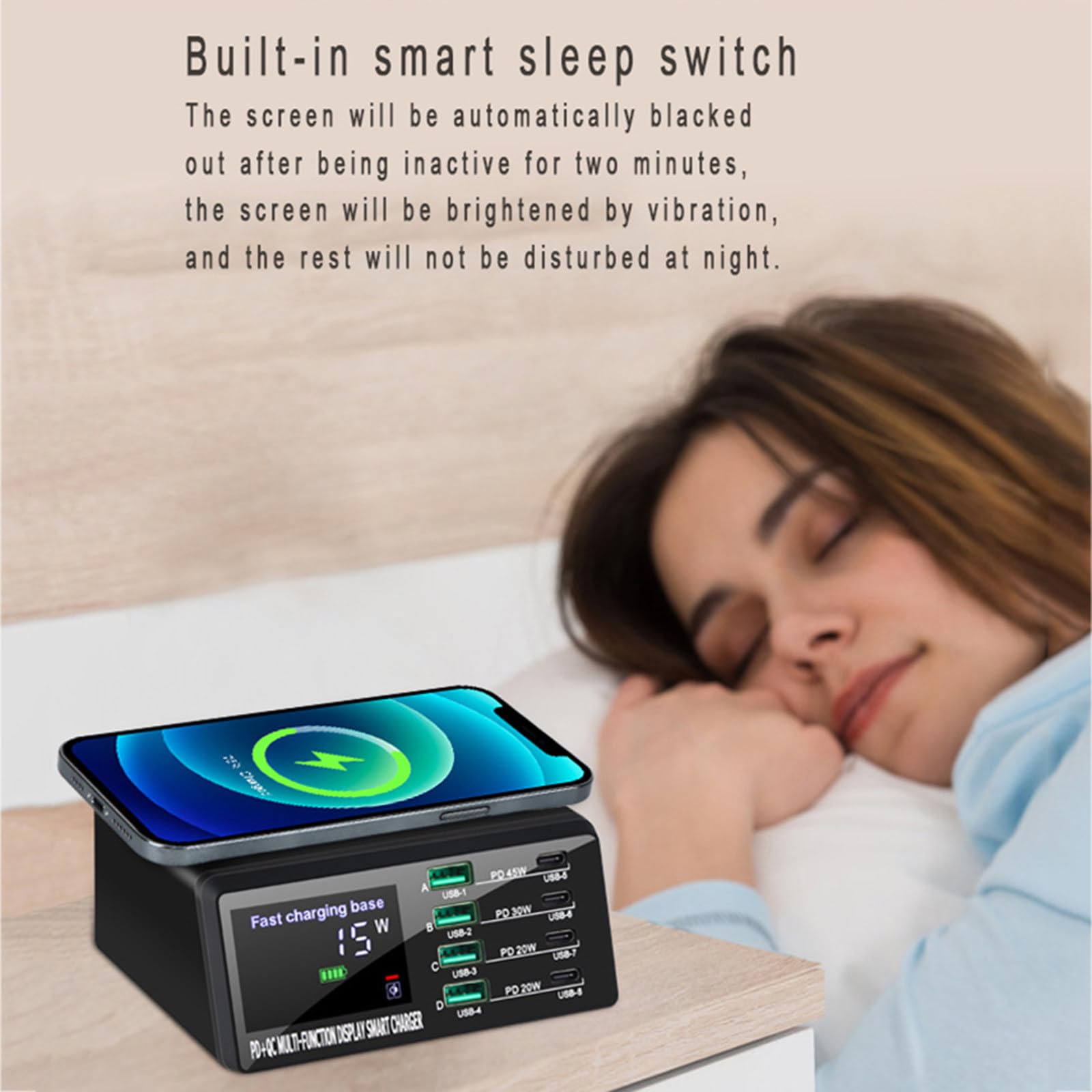 Ładowarka bezprzewodowa 110 W, 8 portów USB, stacja ładująca do telefonu, szybkie ładowanie QC3.0, PD3.0, szybkie ładowanie telefonu i notebooka