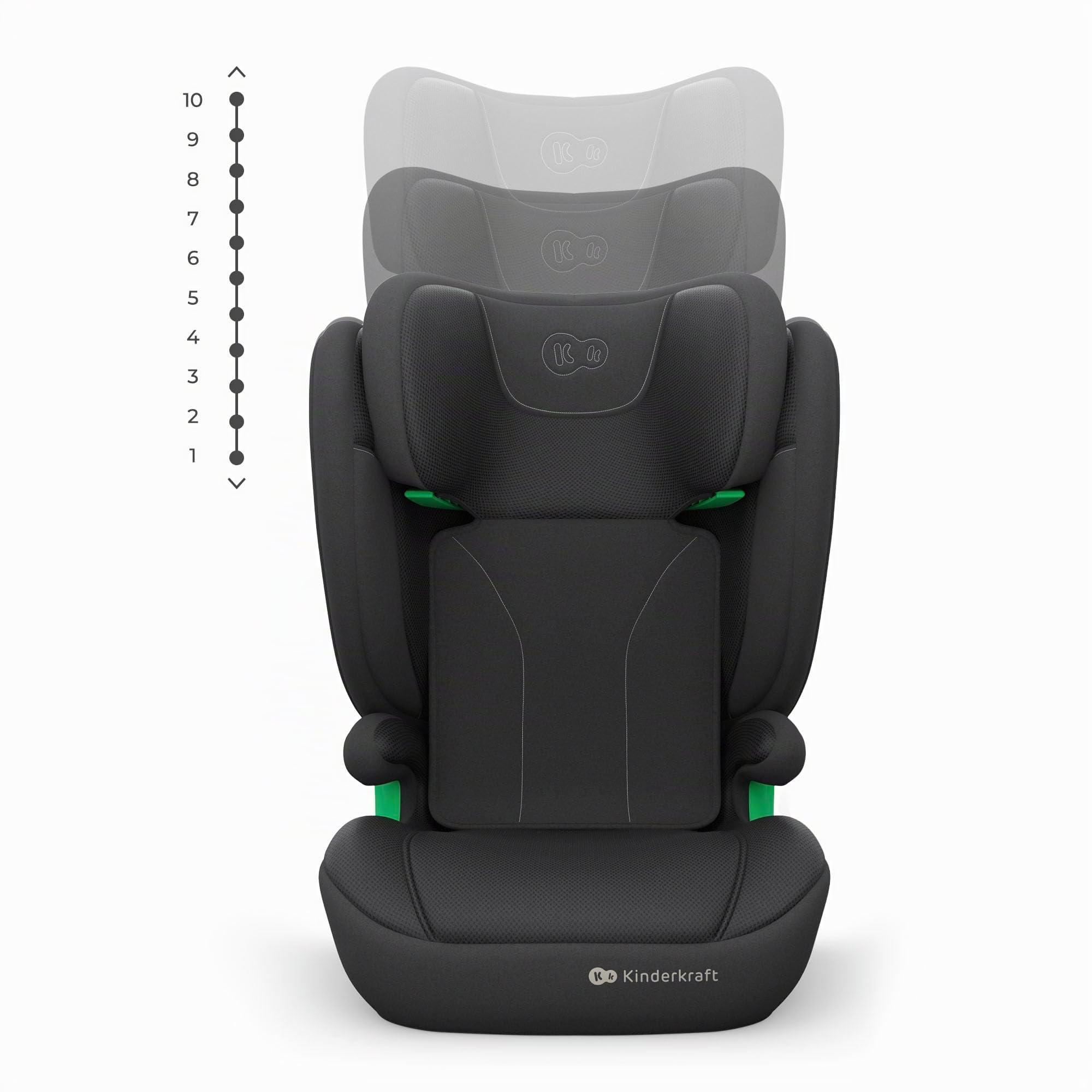 Kinderkraft JUNIOR FIX2 PRO I-SIZE Seggiolino auto 15-36 kg, Gruppo 2-3, 100-150 cm, con Isofix, Poggiatesta regolabile, Sistemi di sicurezza, Leggero Facile da trasportare, Facile da pulire, Nero
