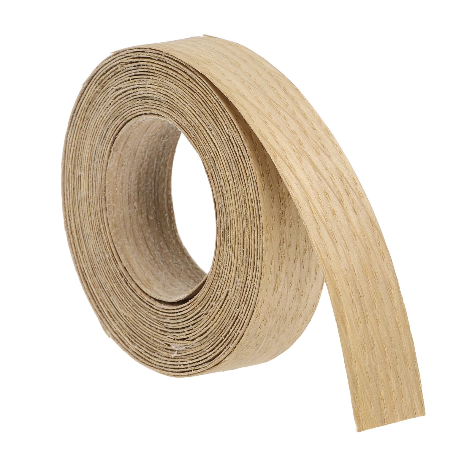 sourcing map 1.9cm x 4.6m Wood Veneer Edge Banding, Pre-Glued Flexible White Oak Edging Strips, Iron on with Hot Melt Adhesive Wood Tape for Cabinet Repair and Furniture Restoration