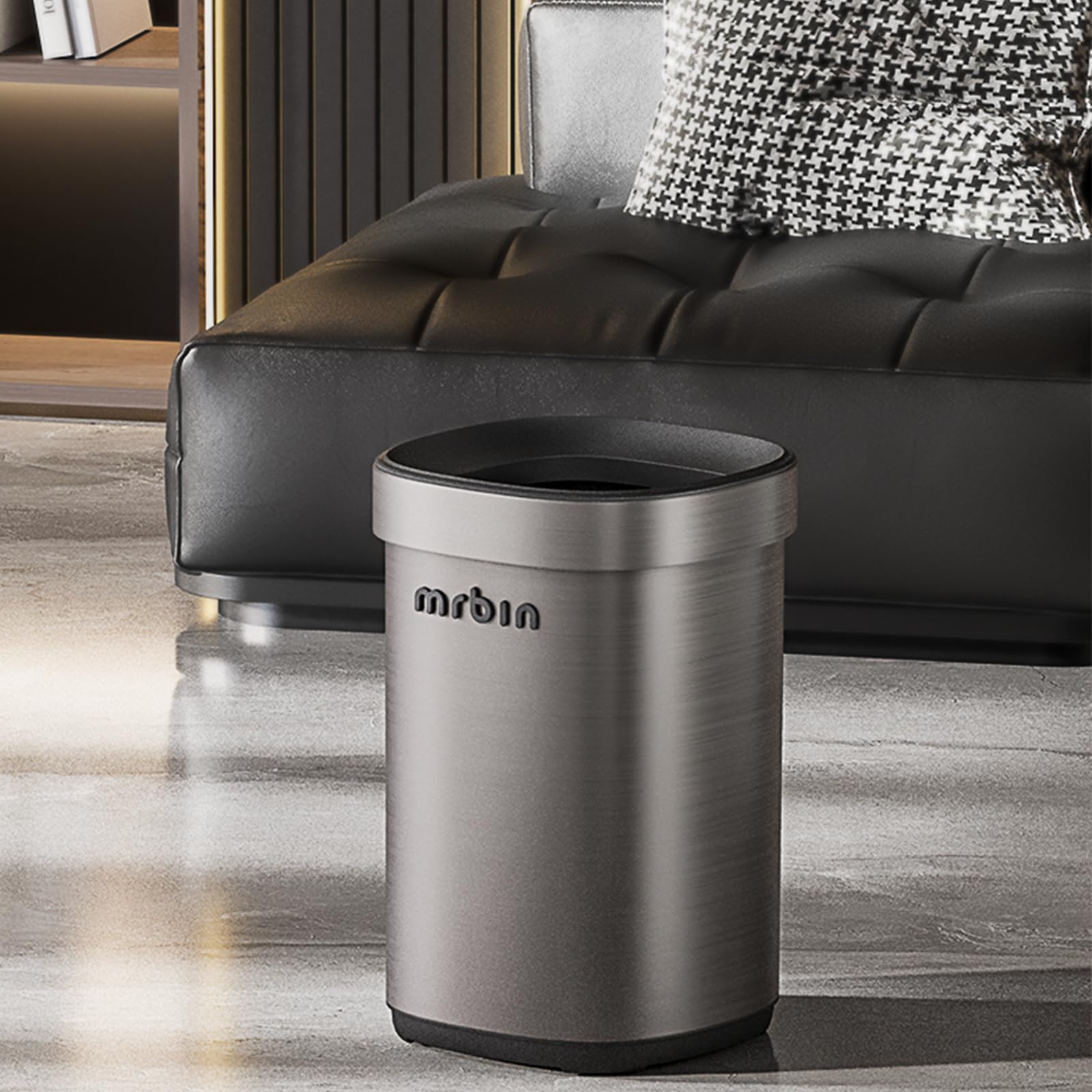 Amazon.com: MRBIN Stainless Steel Open Top Trash Can, 15L / 4gal Round ...